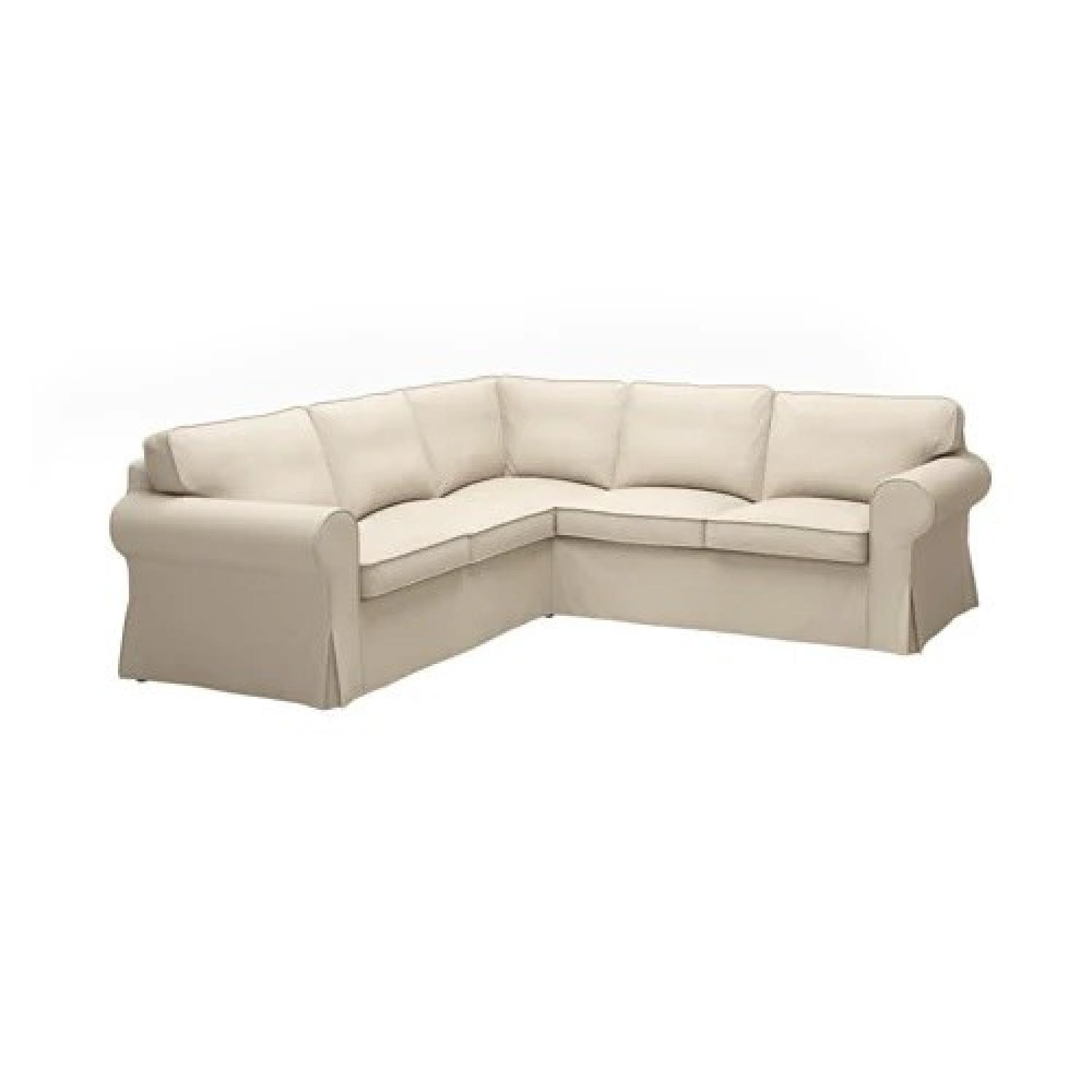 Ikea Beige 3-Piece Slipcovered Sectional Sofa - image-0