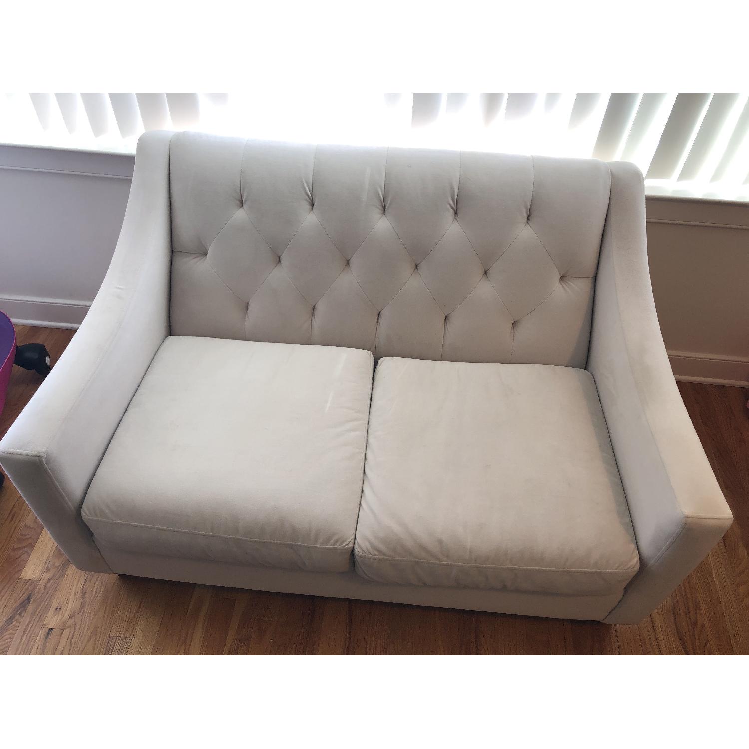 Macy's Chloe Velvet Tufted Loveseat AptDeco