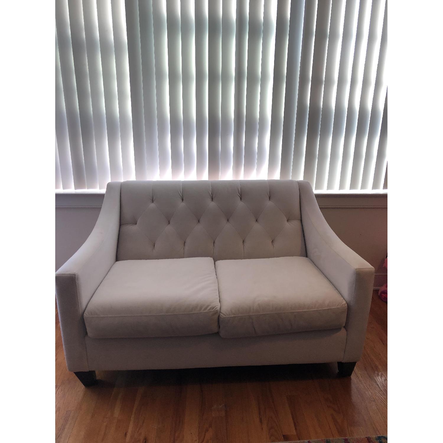 Macy's Chloe Velvet Tufted Loveseat AptDeco