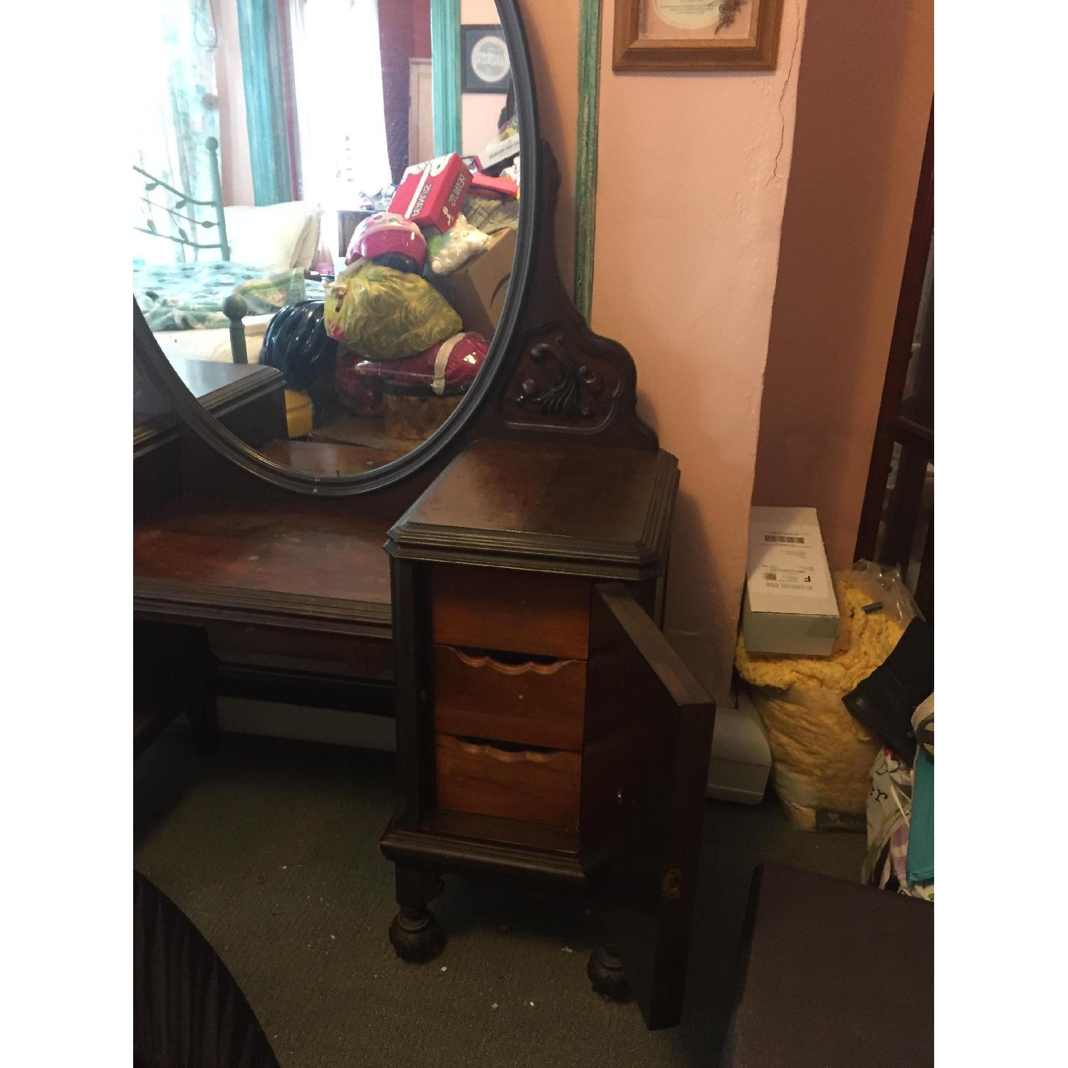 Antique Vanity Table w/ Mirror - image-2
