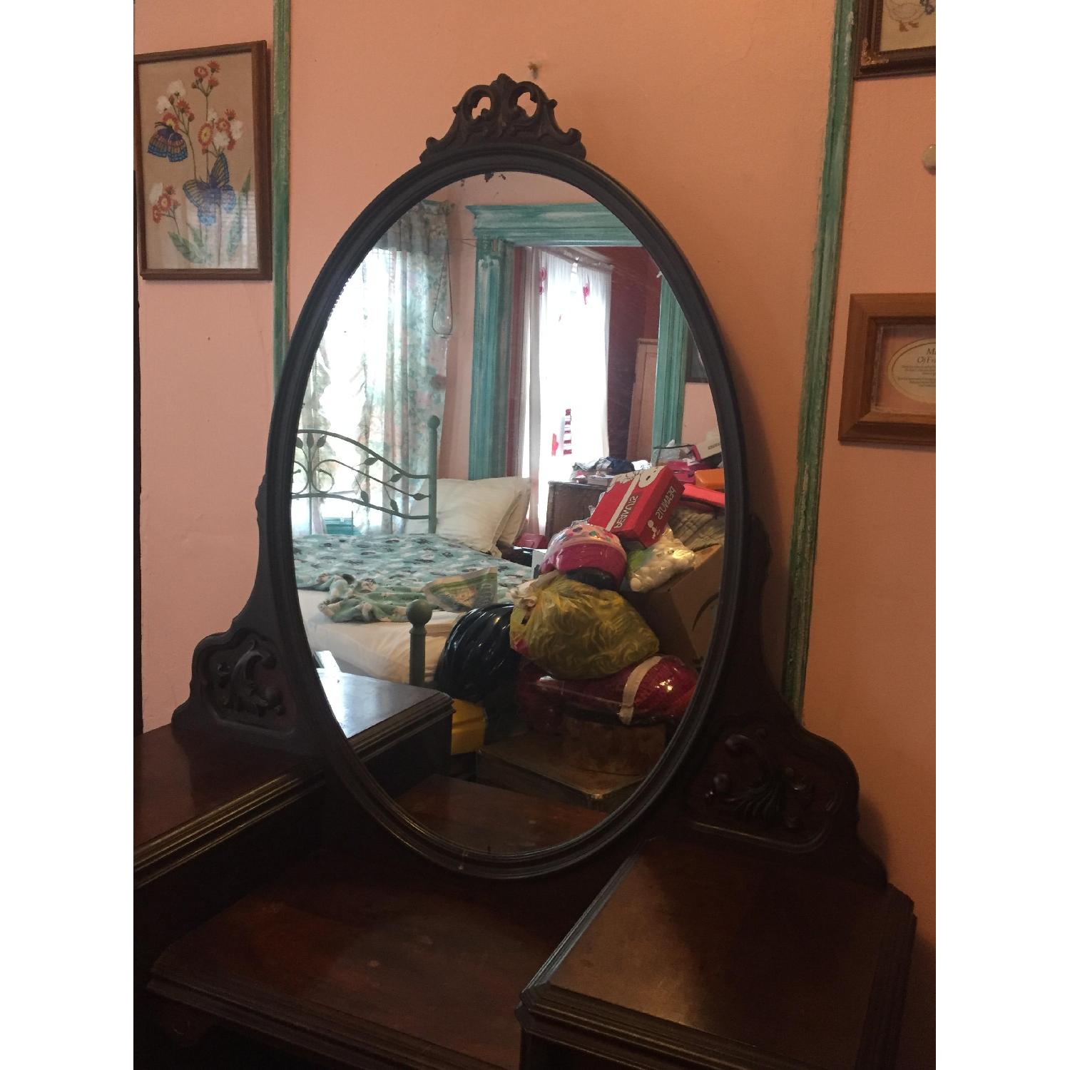 Antique Vanity Table w/ Mirror - image-5