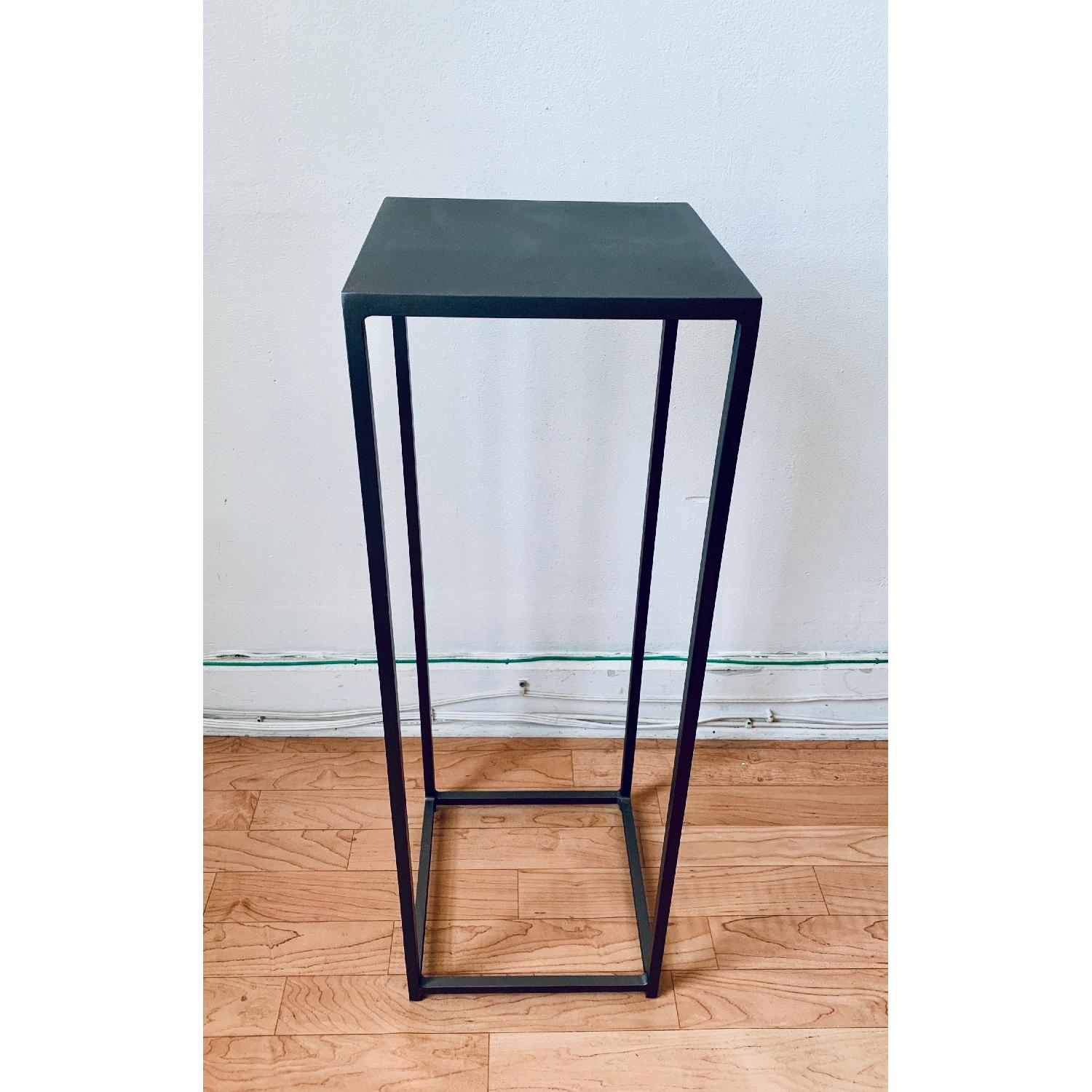 CB2 Mill Small Pedestal Table in Grey Iron AptDeco