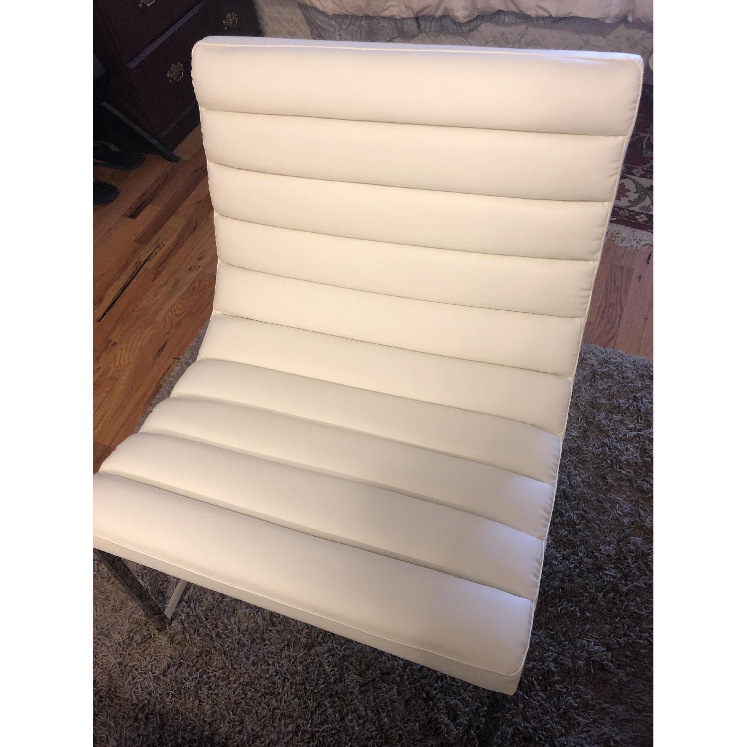 Christopher Knight Barcelona Style White Leather Chair - image-1
