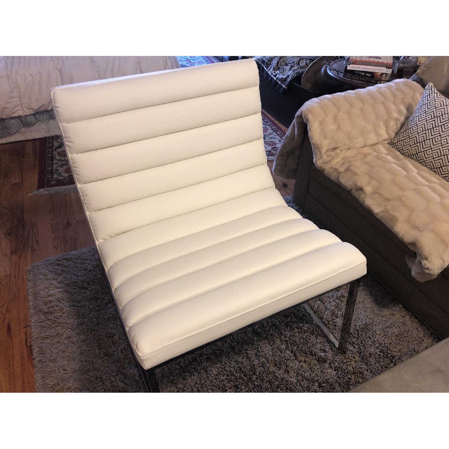 Christopher Knight Barcelona Style White Leather Chair - image-2