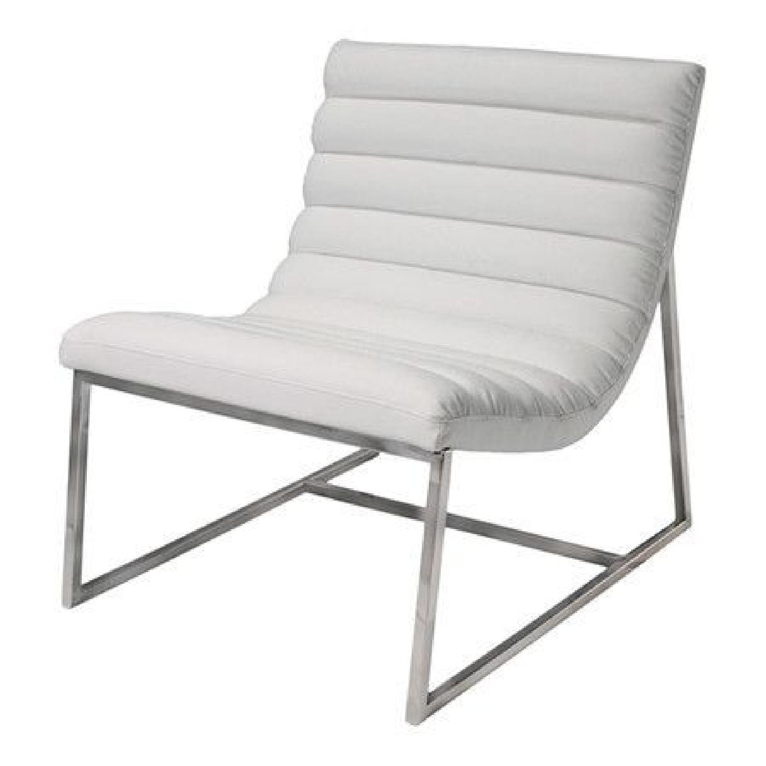 Christopher Knight Barcelona Style White Leather Chair - image-0