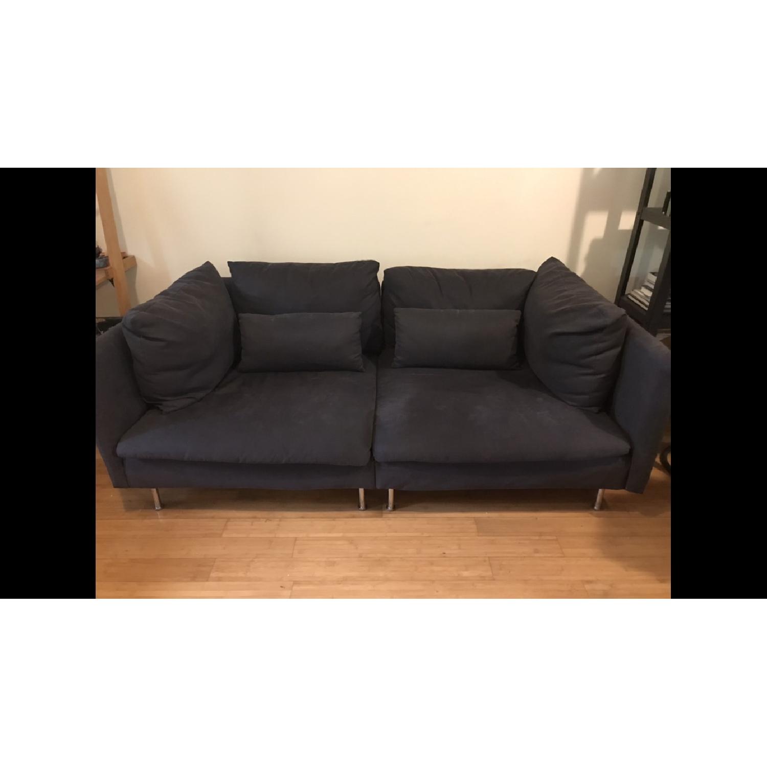 Ikea Soderhamn Navy Blue Sofa w/ Attachable Ottoman - image-1