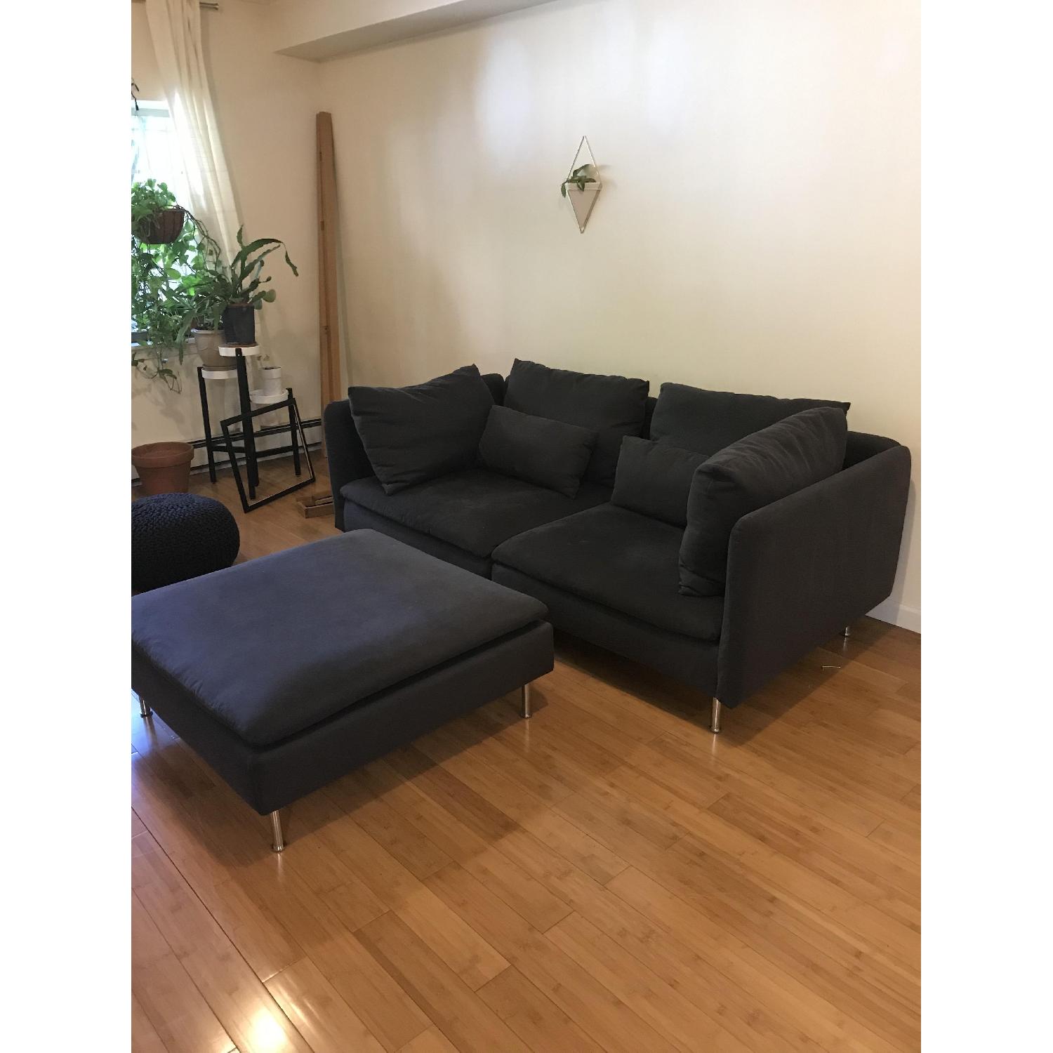 Ikea Soderhamn Navy Blue Sofa w/ Attachable Ottoman - image-4