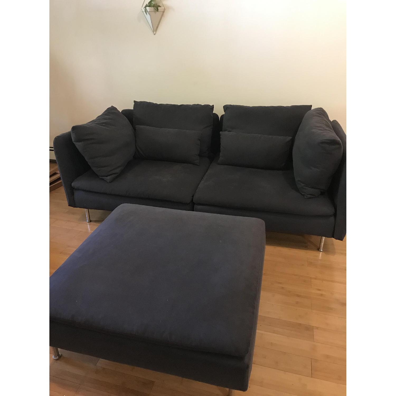 Ikea Soderhamn Navy Blue Sofa w/ Attachable Ottoman - image-0