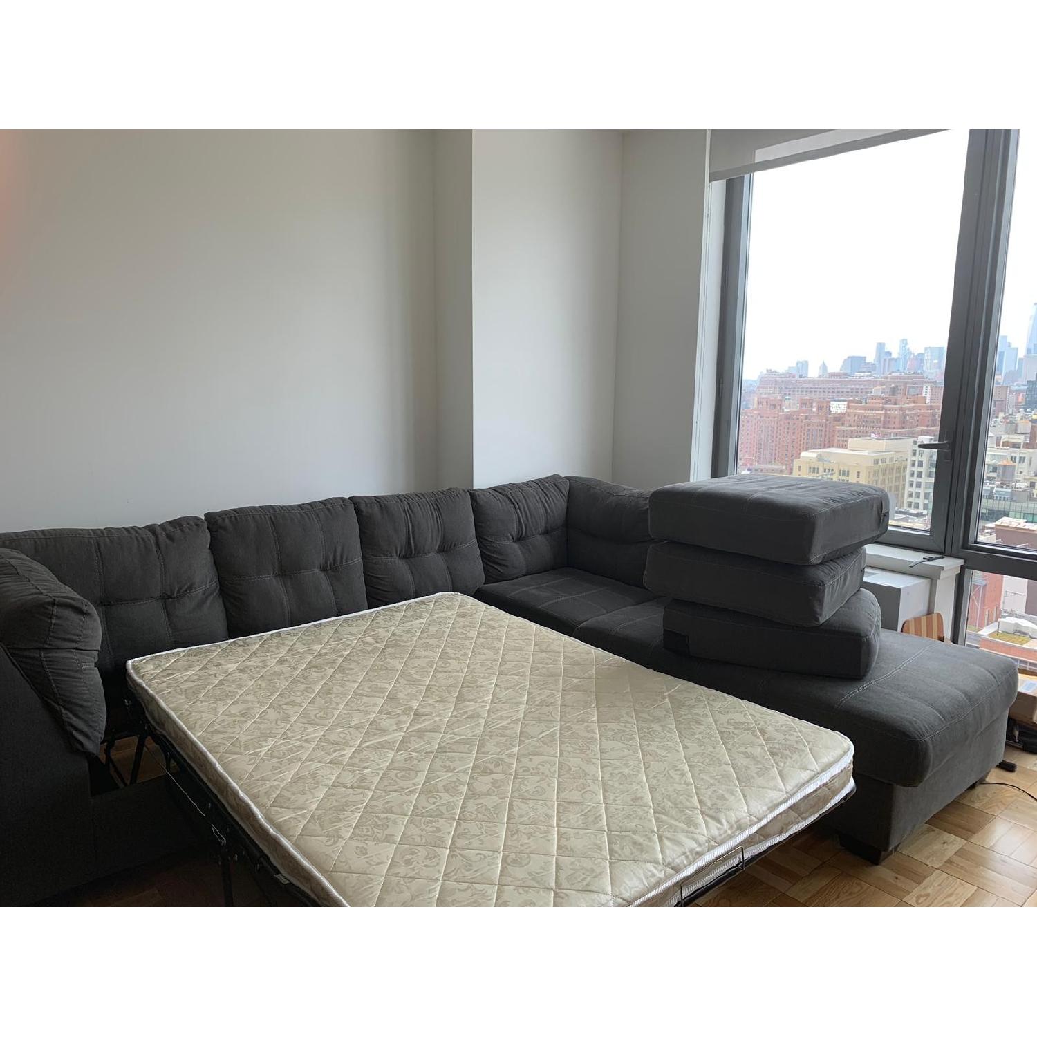 Grey L Shaped Sleeper Sectional Sofa AptDeco