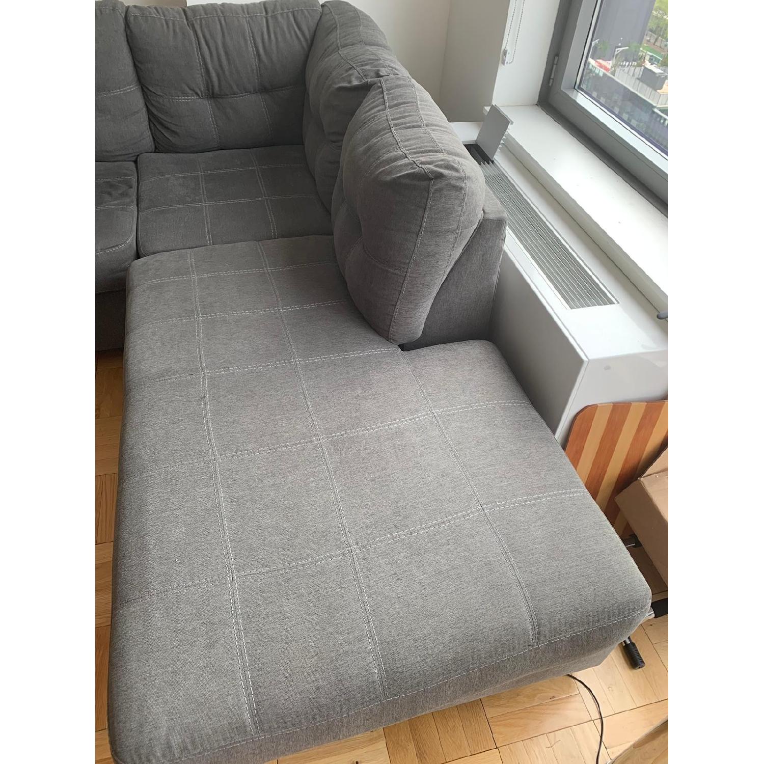 Grey L Shaped Sleeper Sectional Sofa - image-3