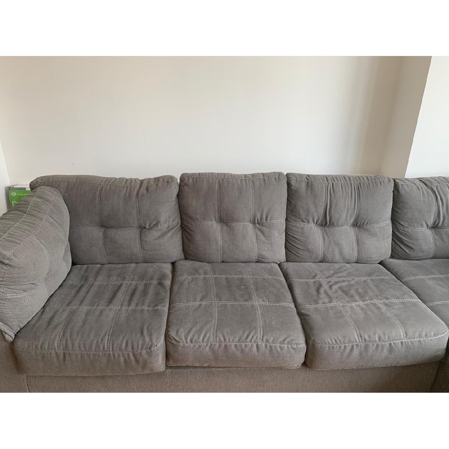 Grey L Shaped Sleeper Sectional Sofa - image-4
