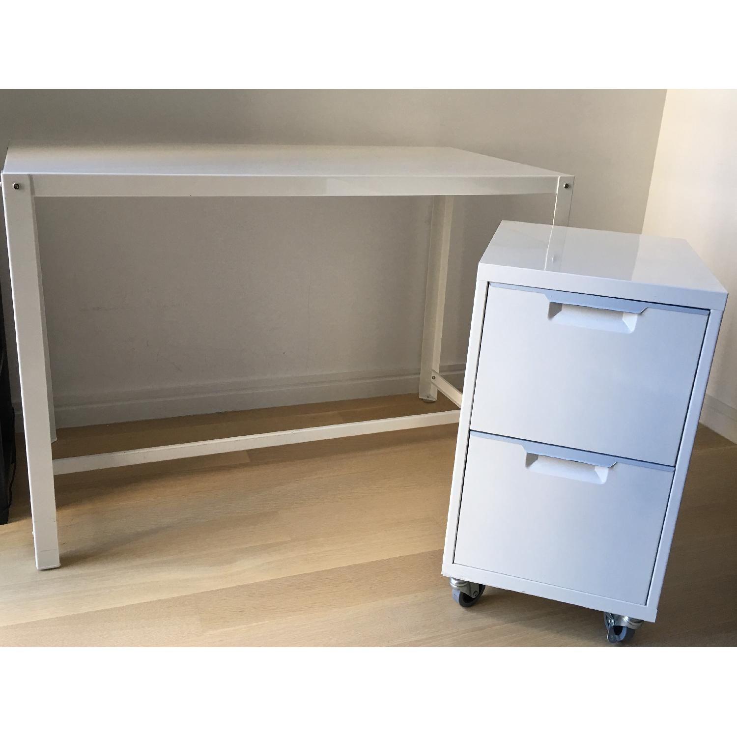 CB2 Go-Cart White Rolling Desk - image-5