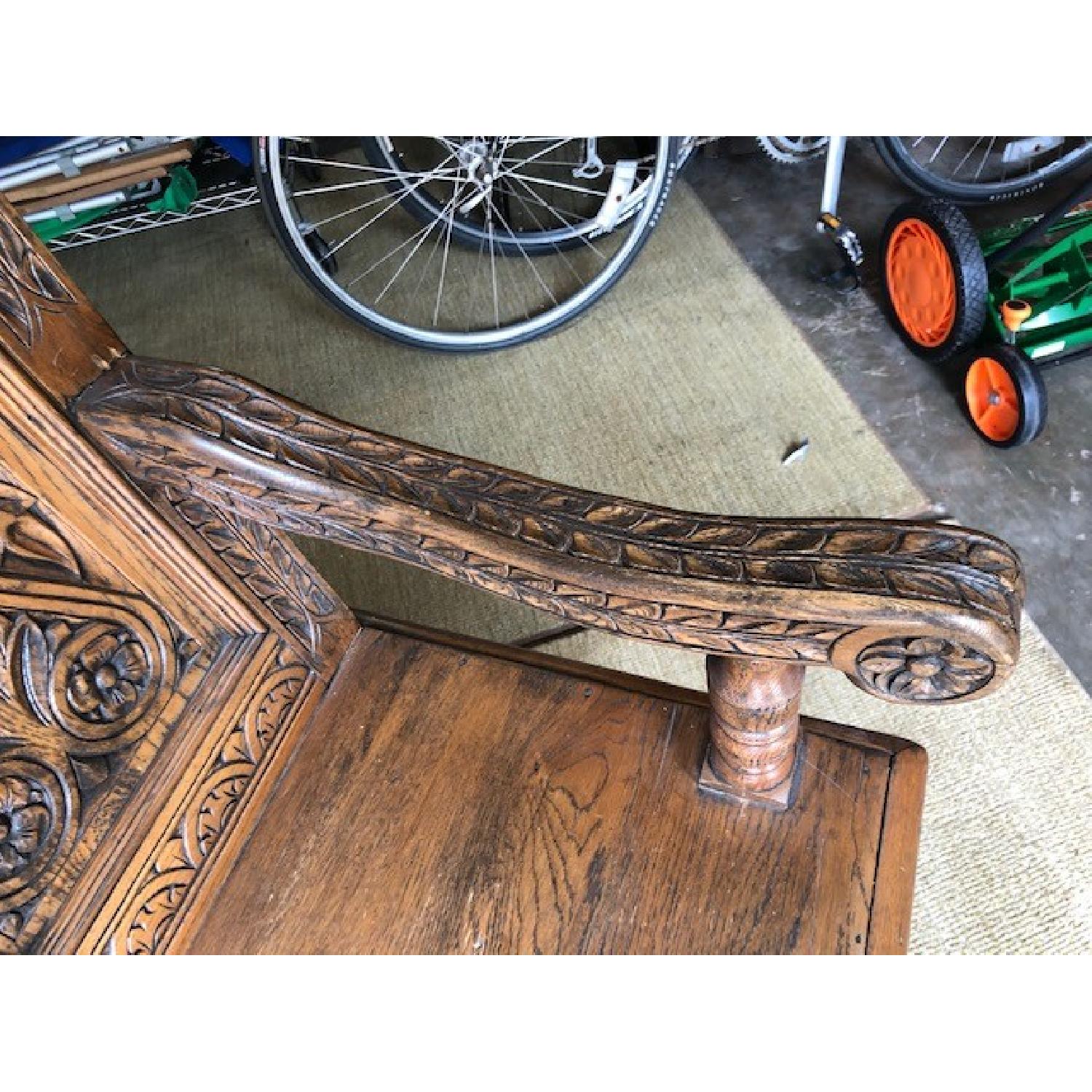 Hand-Carved Distressed Solid Wood Bench - image-4