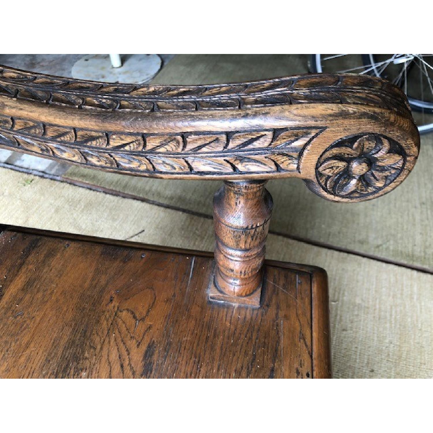Hand-Carved Distressed Solid Wood Bench - image-6