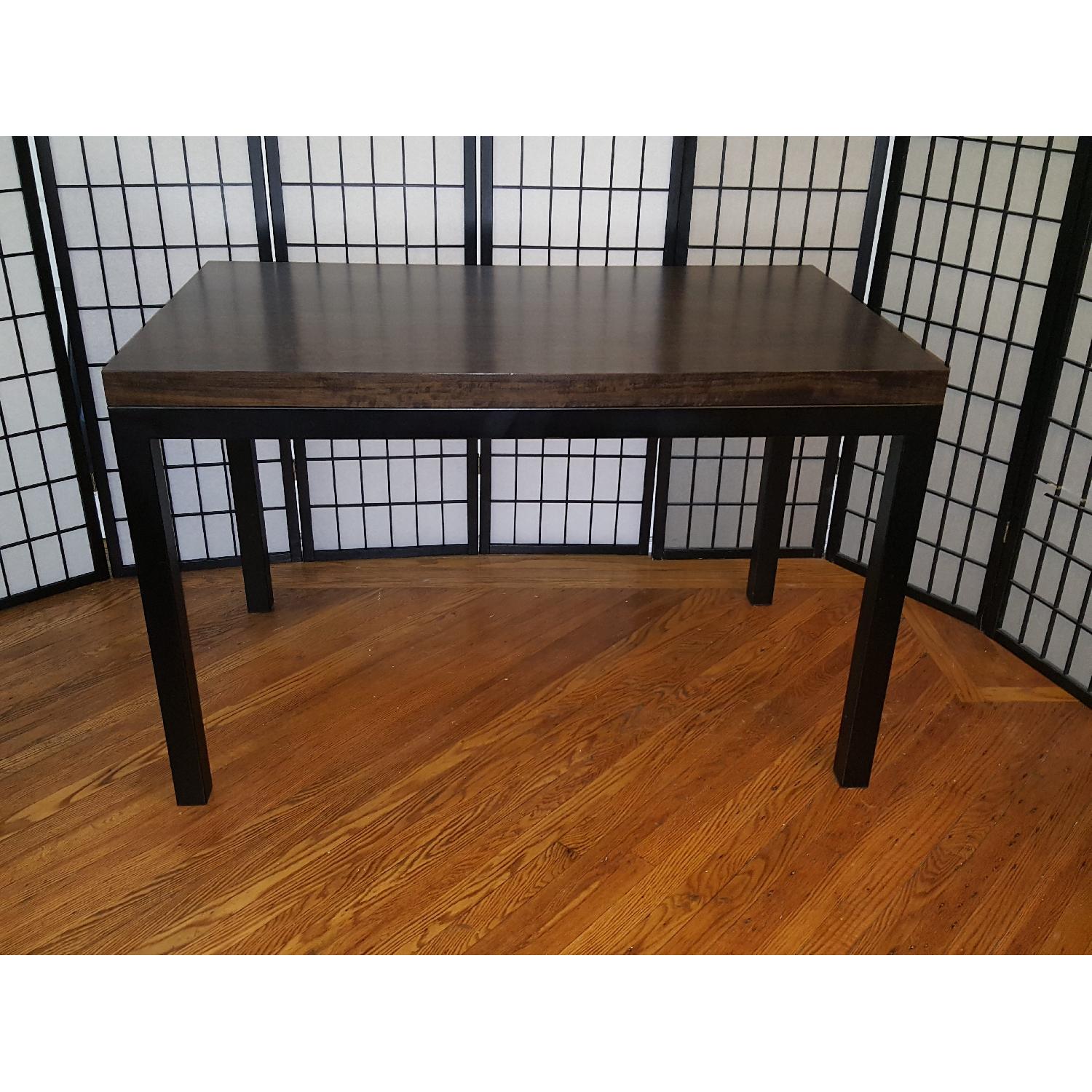 Crate & Barrel Parsons Walnut Top/Dark Steel Base Table - image-1