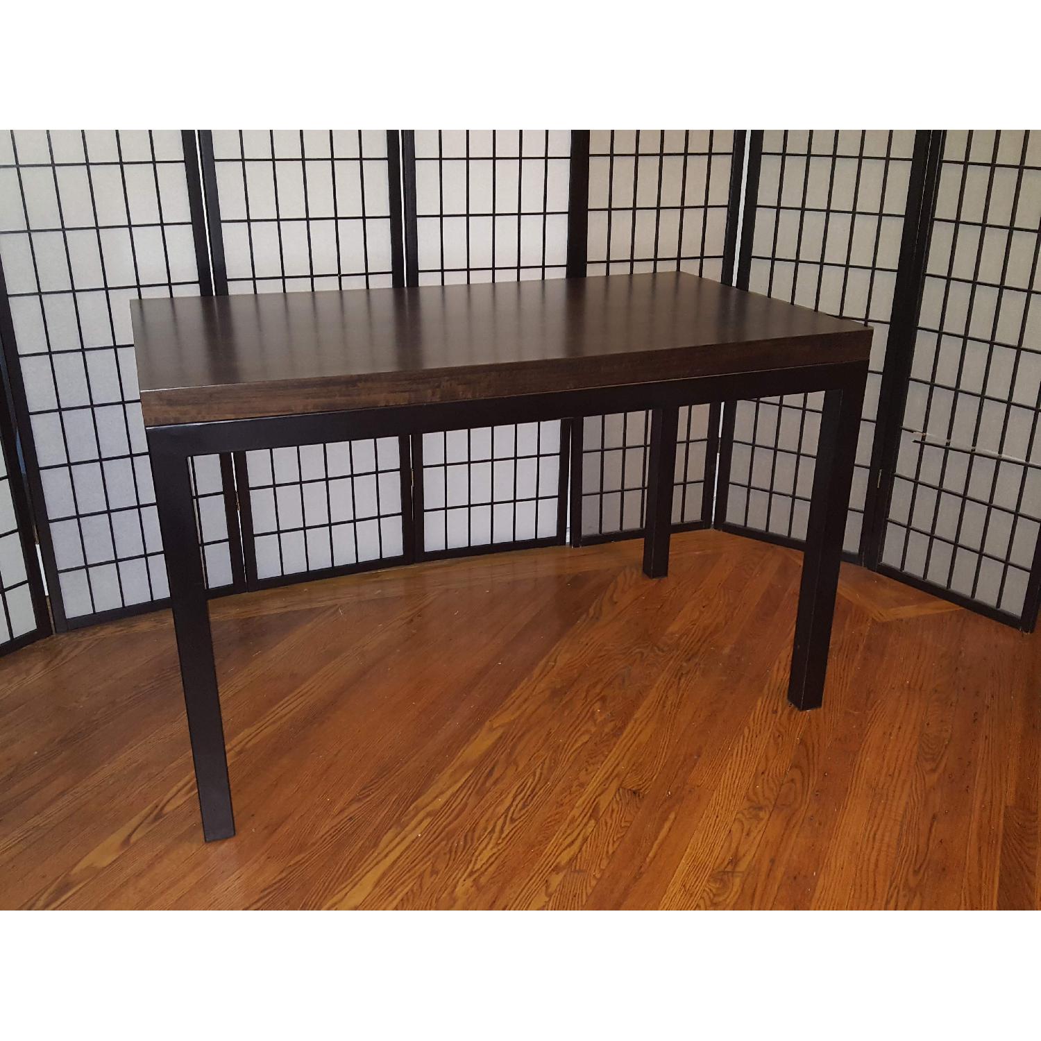 Crate & Barrel Parsons Walnut Top/Dark Steel Base Table - image-2