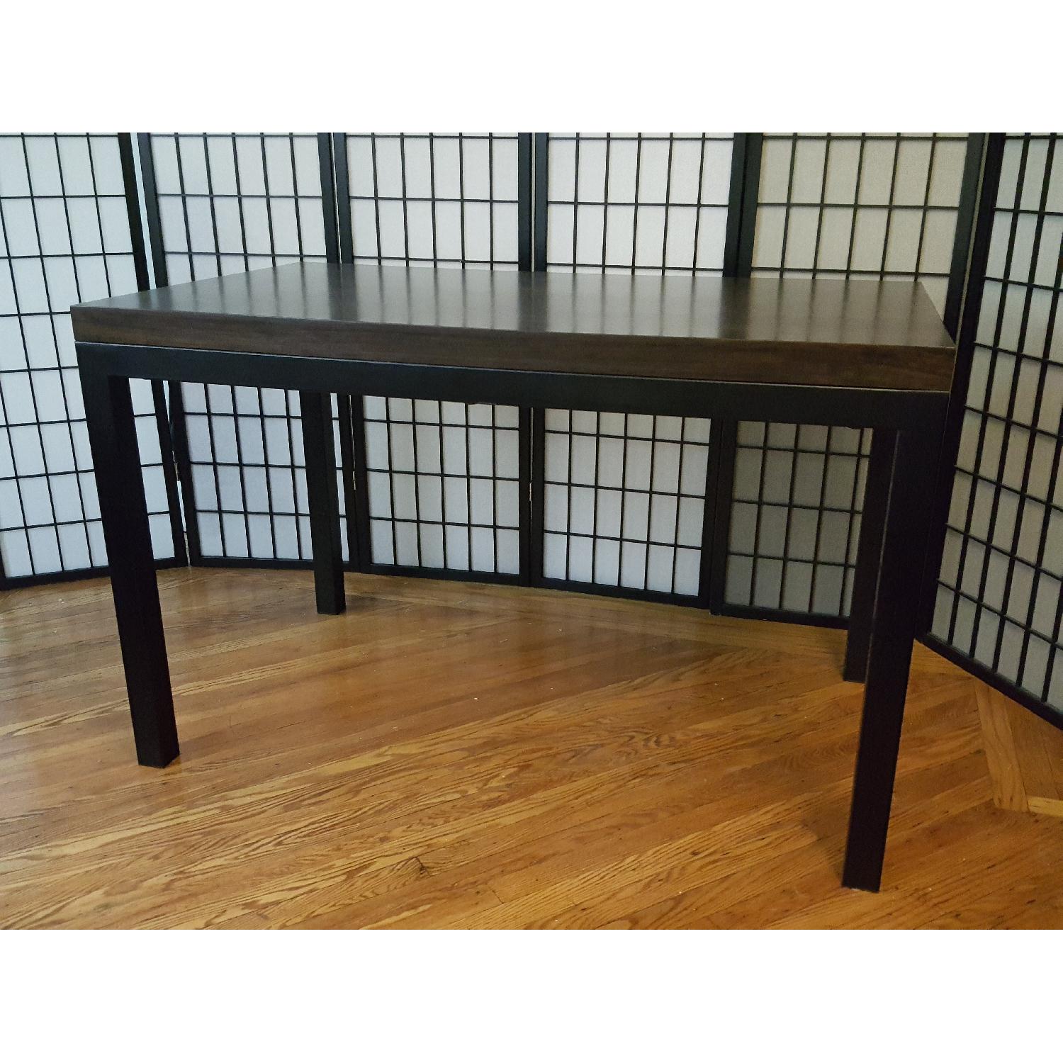 Crate & Barrel Parsons Walnut Top/Dark Steel Base Table - image-3