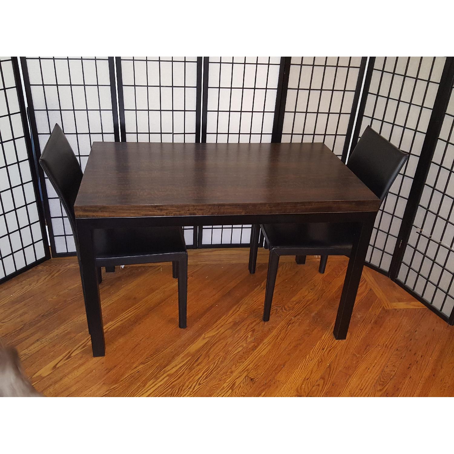 Crate & Barrel Parsons Walnut Top/Dark Steel Base Table - image-11