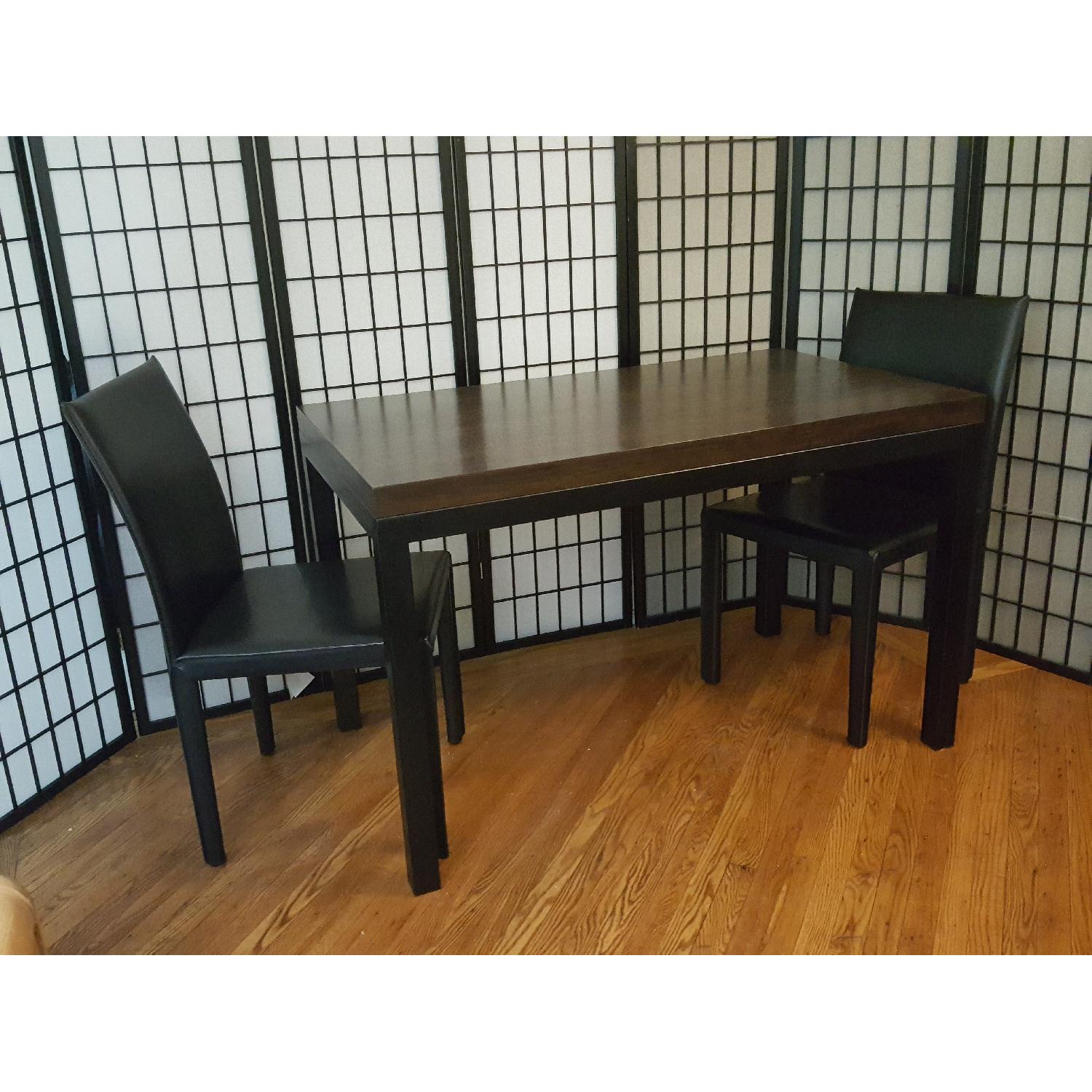 Crate & Barrel Parsons Walnut Top/Dark Steel Base Table - image-16