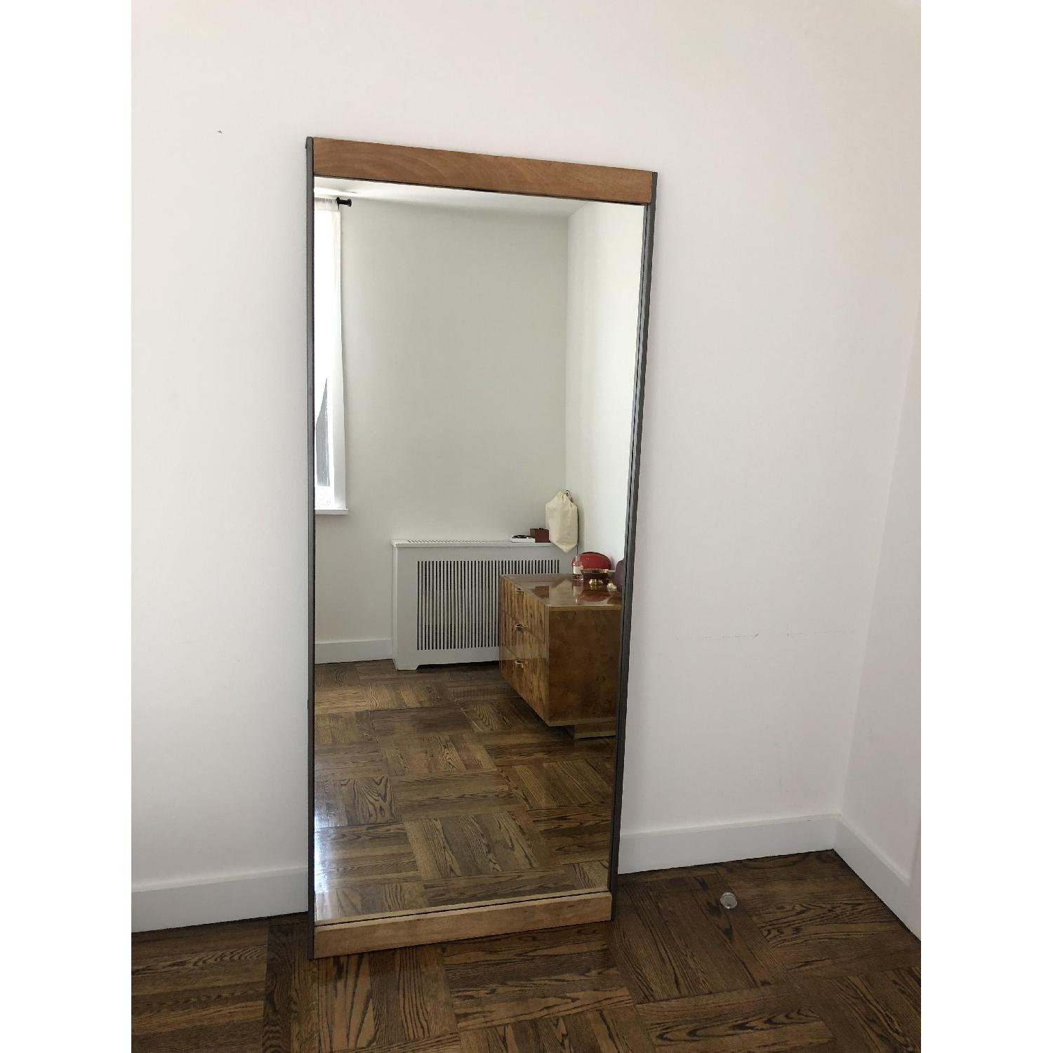 West Elm Industrial Metal and Wood Floor Mirror - image-4