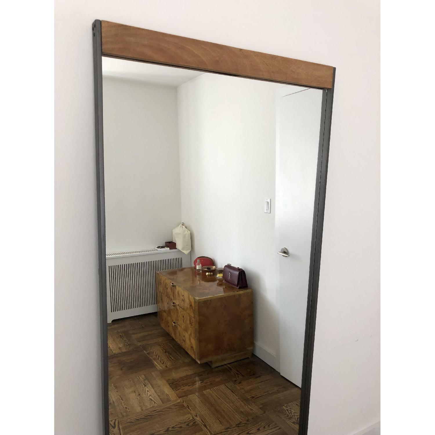 West Elm Industrial Metal and Wood Floor Mirror - image-5