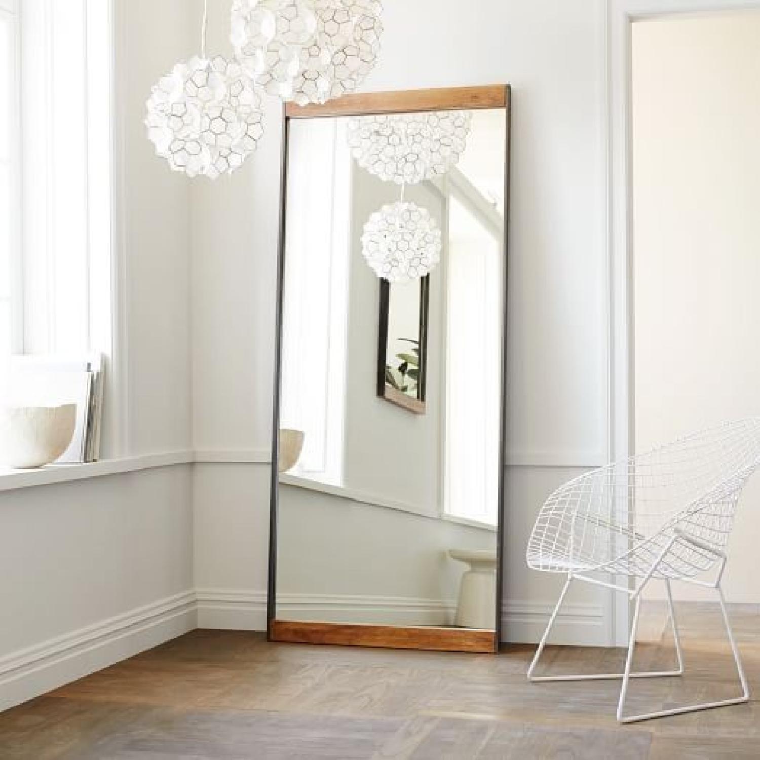 West Elm Industrial Metal and Wood Floor Mirror - image-6
