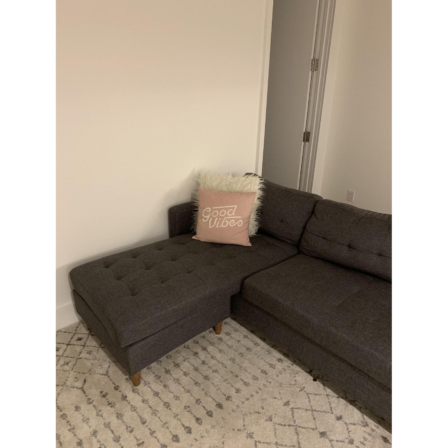 Ebern Designs Grey Linen 2-Piece Reversible Sectional Sofa - image-2