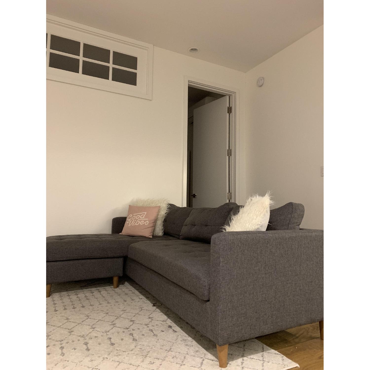 Ebern Designs Grey Linen 2-Piece Reversible Sectional Sofa - image-3