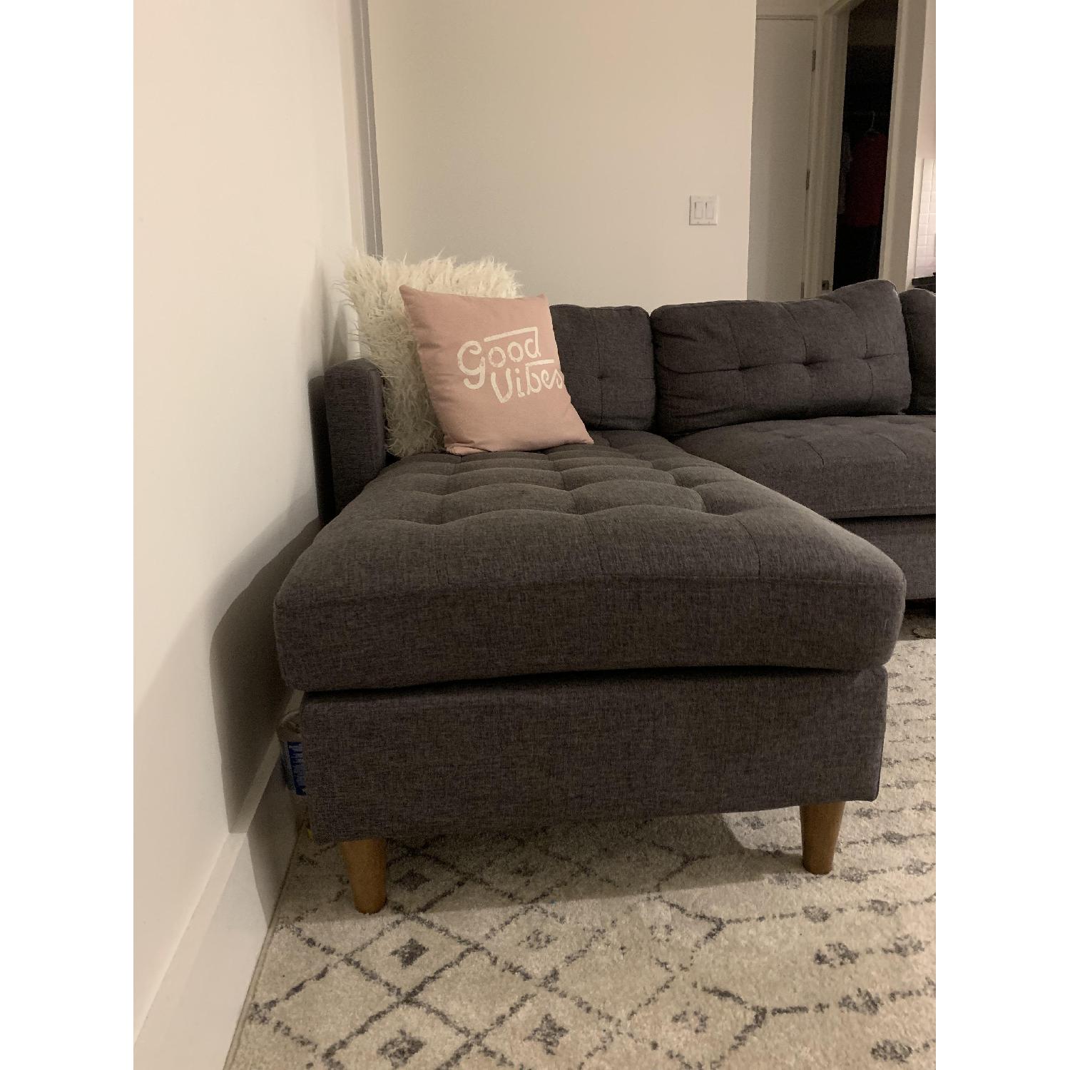 Ebern Designs Grey Linen 2-Piece Reversible Sectional Sofa - image-4