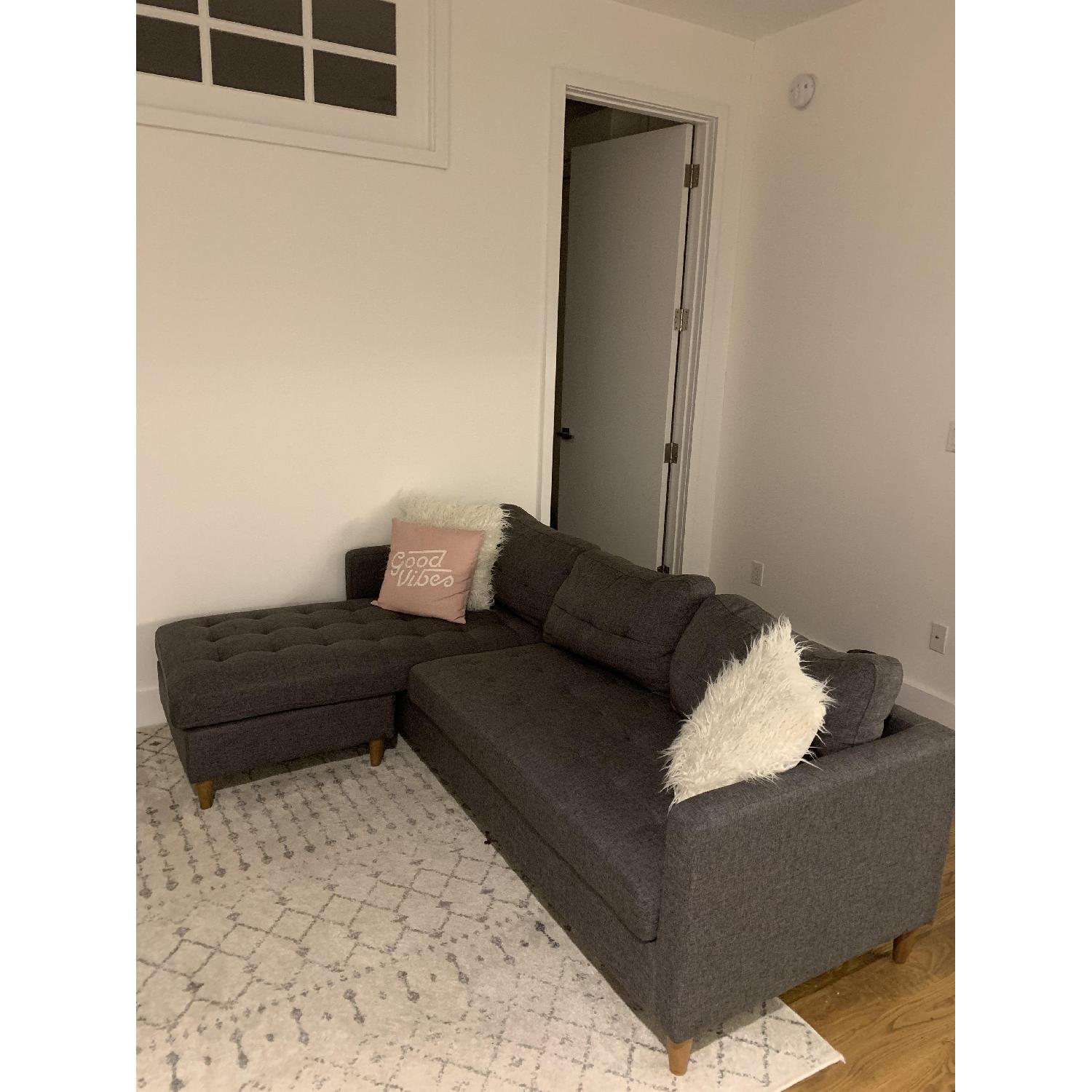 Ebern Designs Grey Linen 2-Piece Reversible Sectional Sofa - image-6