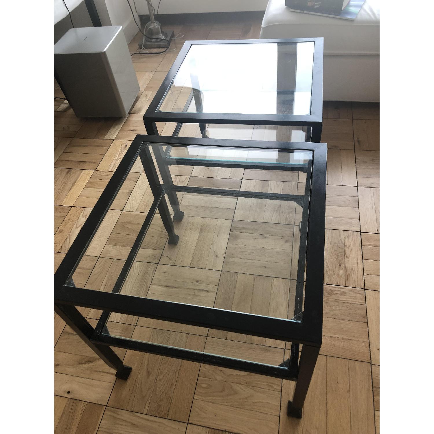 Inhouse 2 Tiers Black Metal & Glass Square Coffee Tables - image-3