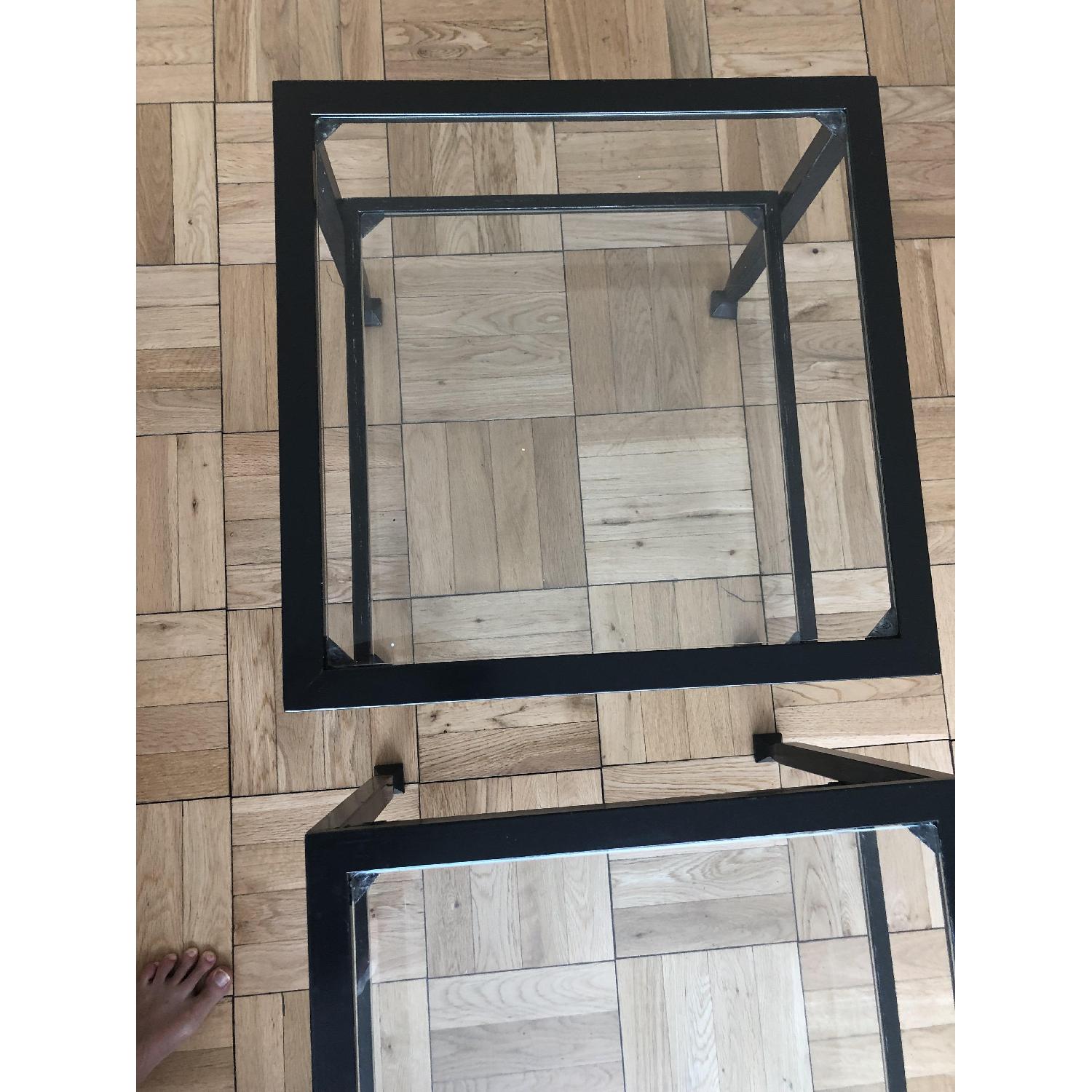 Inhouse 2 Tiers Black Metal & Glass Square Coffee Tables AptDeco