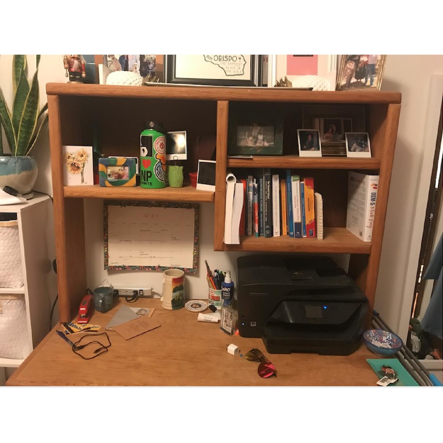 2-Level Wood Desk w/ Hutch - image-3