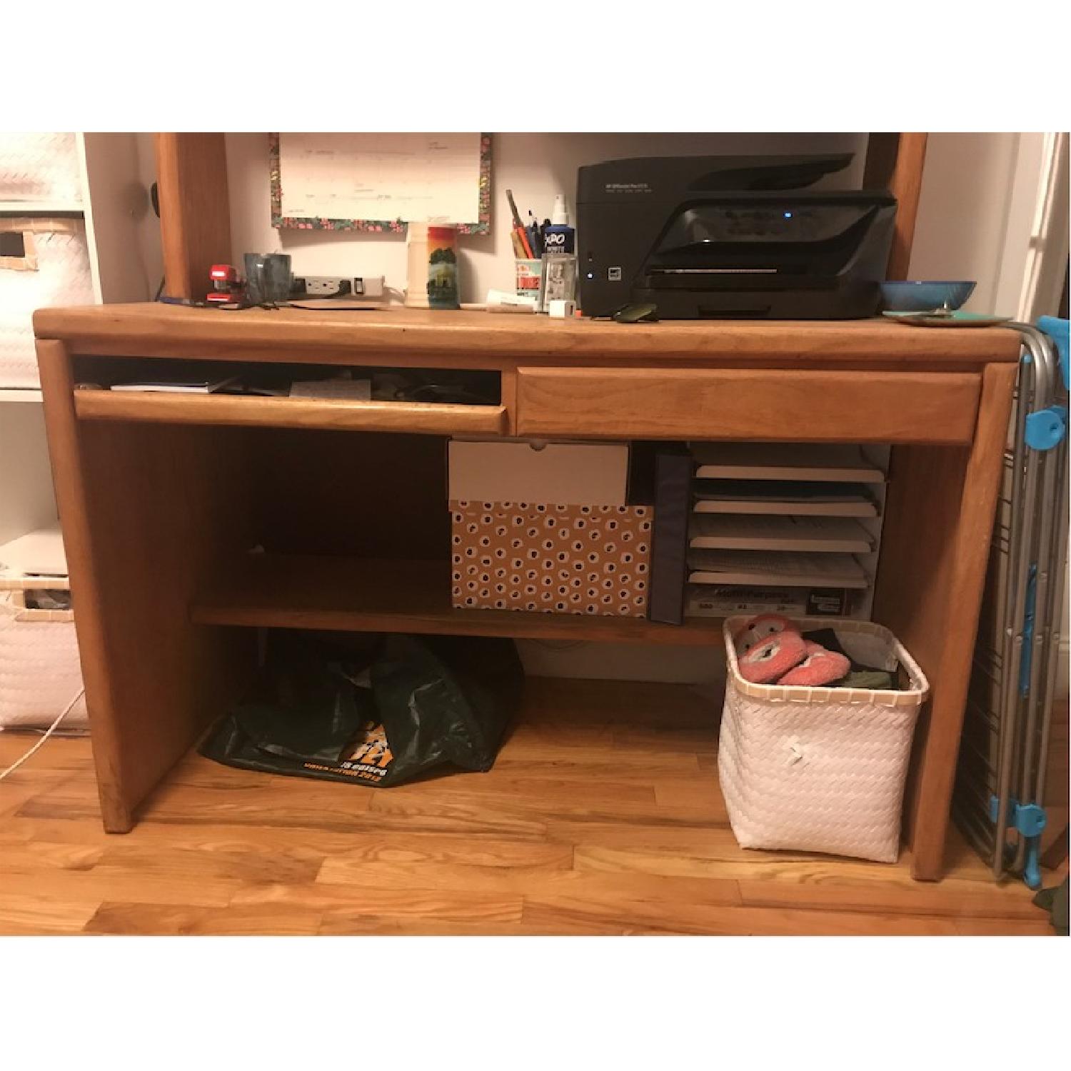 2-Level Wood Desk w/ Hutch - image-4