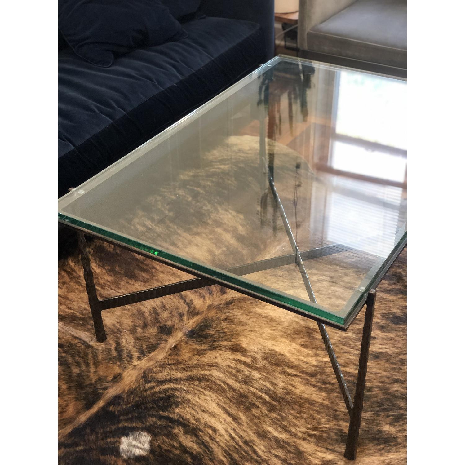 Crate & Barrel Glass & Iron Coffee Table - image-1