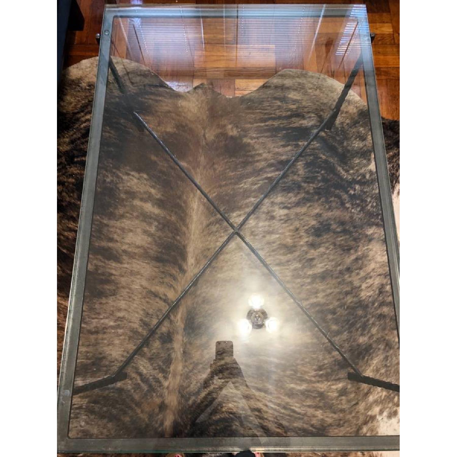 Crate & Barrel Glass & Iron Coffee Table - image-6