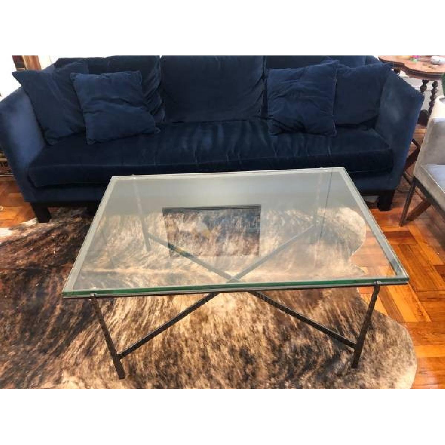 Crate & Barrel Glass & Iron Coffee Table - image-7