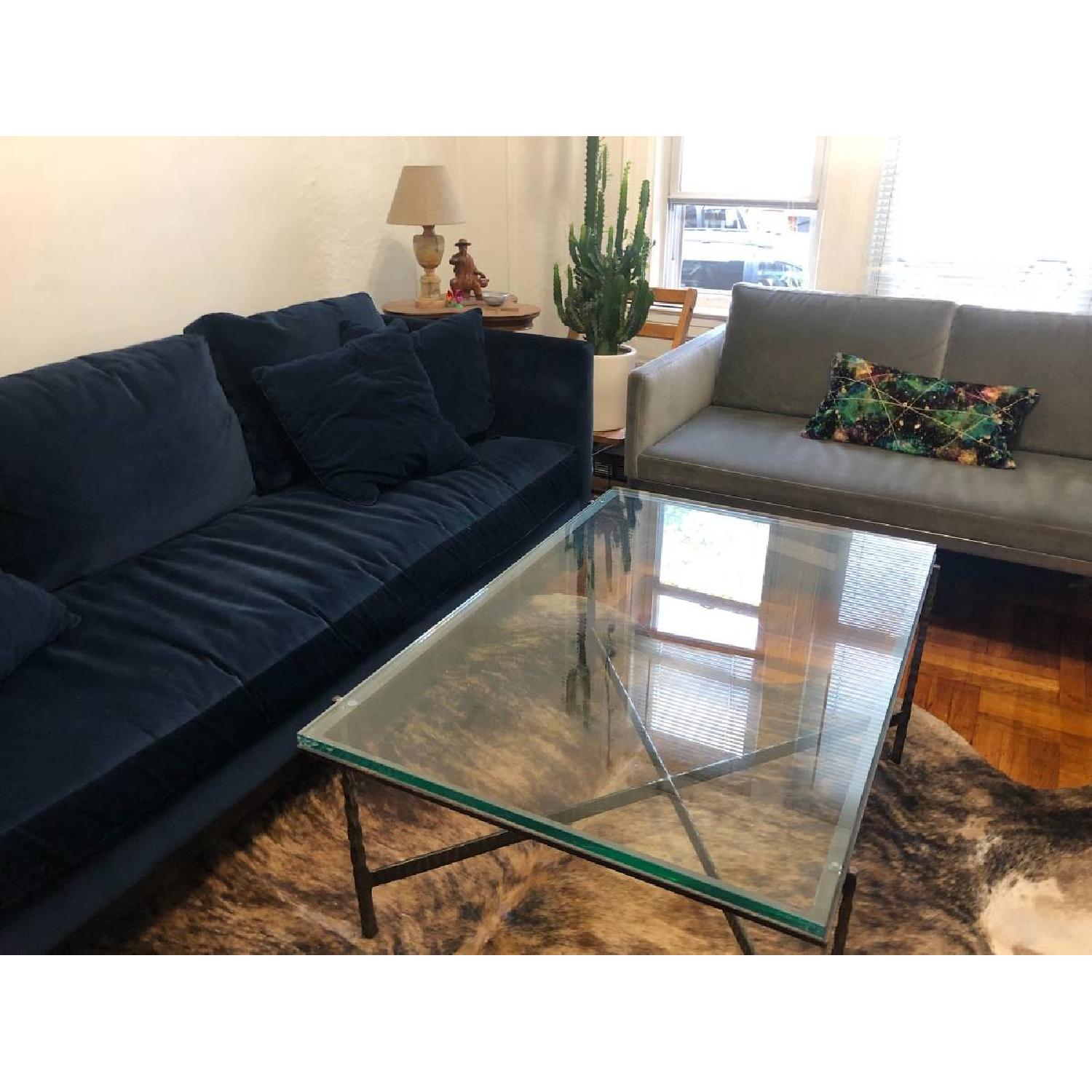 Crate & Barrel Glass & Iron Coffee Table - image-8