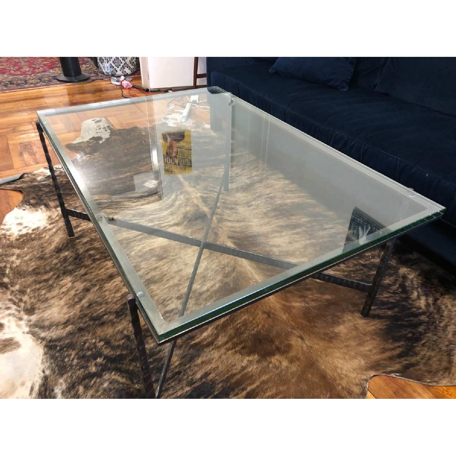 Crate & Barrel Glass & Iron Coffee Table - image-9