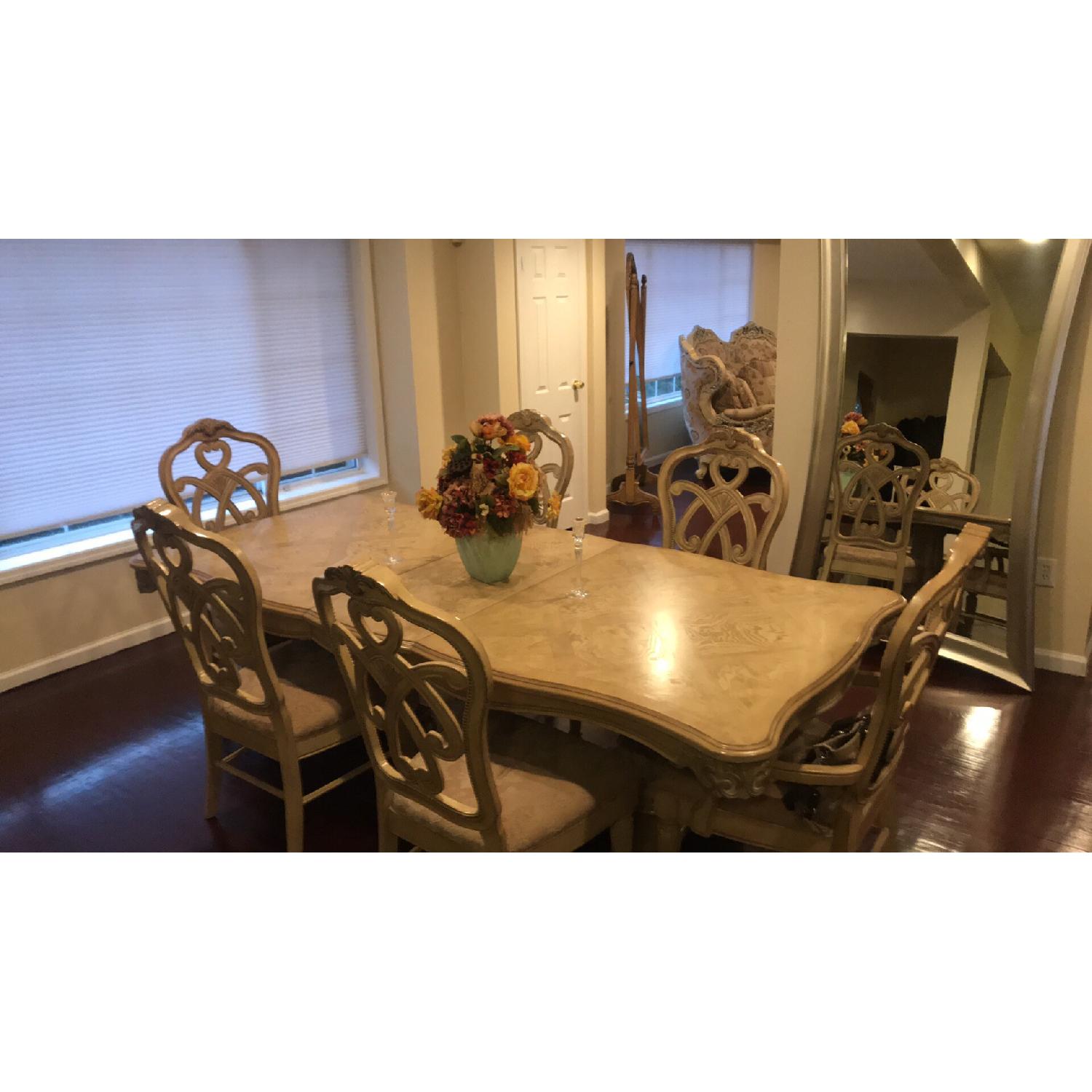 French Style Expandable Dining Table w/ 6 Chairs - AptDeco