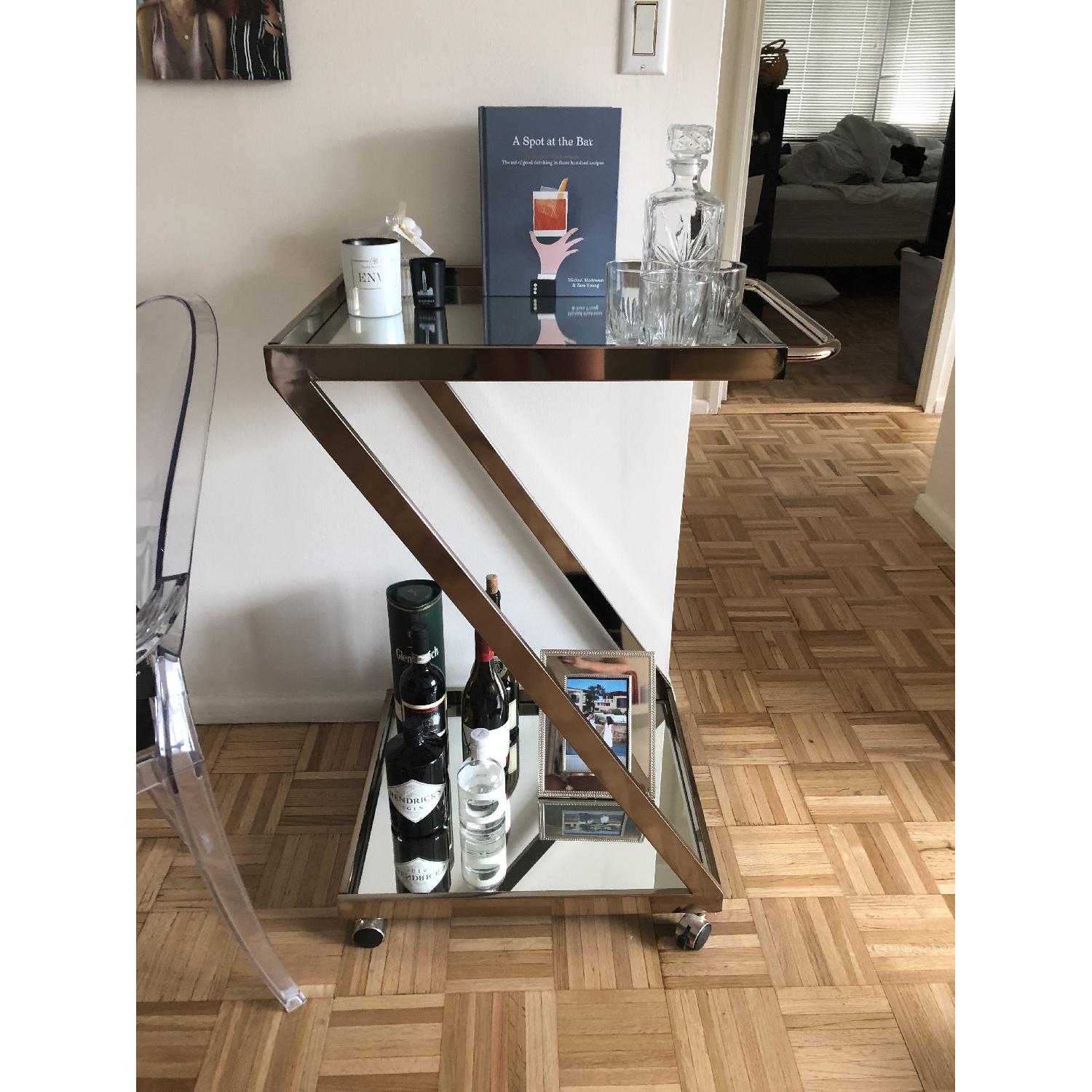 Gold Z Frame Bar Cart - image-1