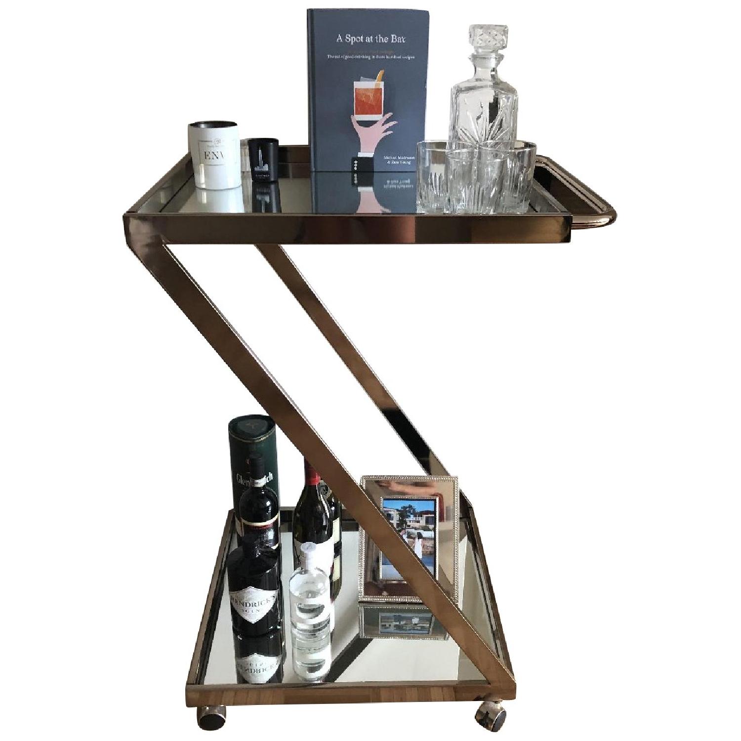 Gold Z Frame Bar Cart - image-0