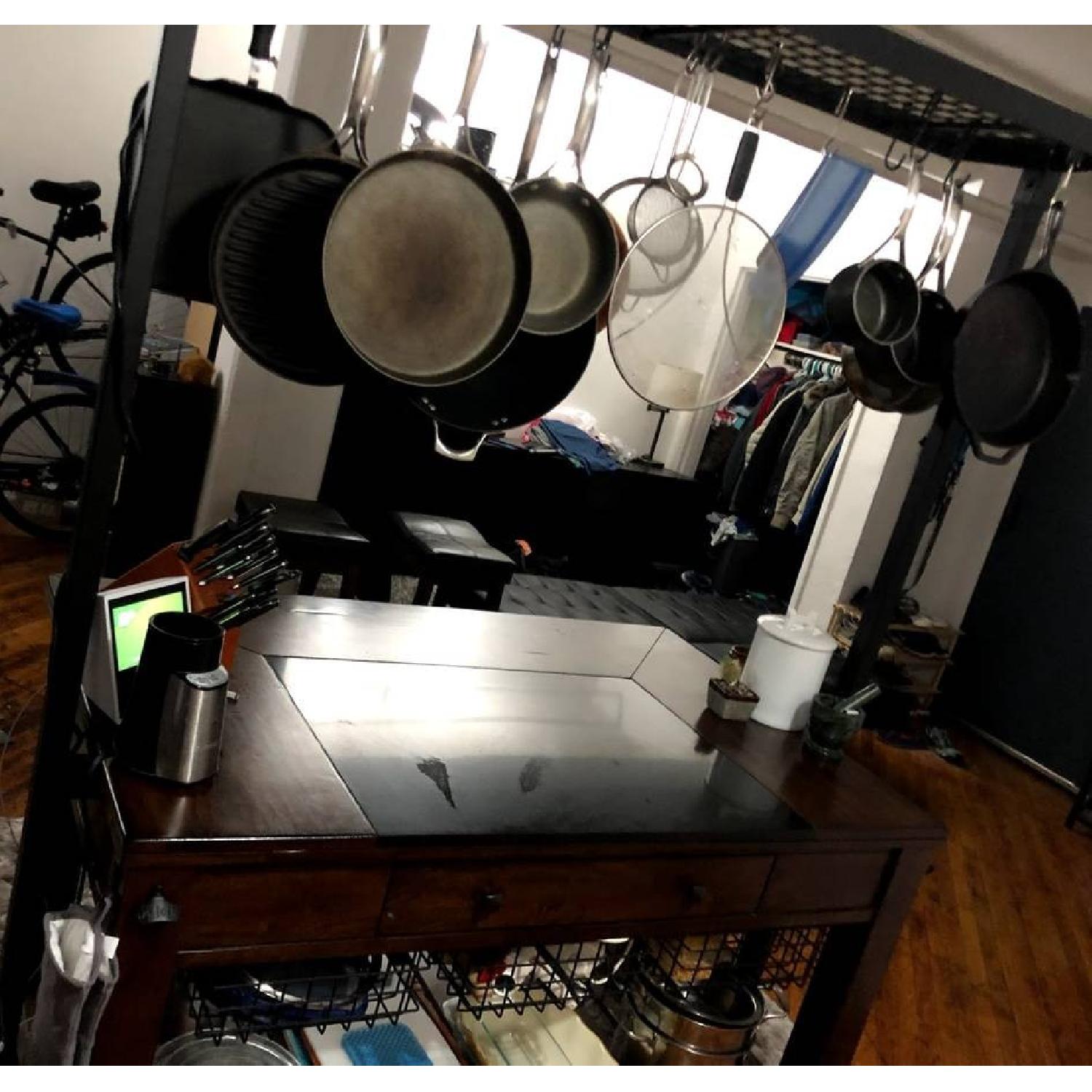 Birch Lane Earline Kitchen Island w/ Hanging Pot Rack - image-2