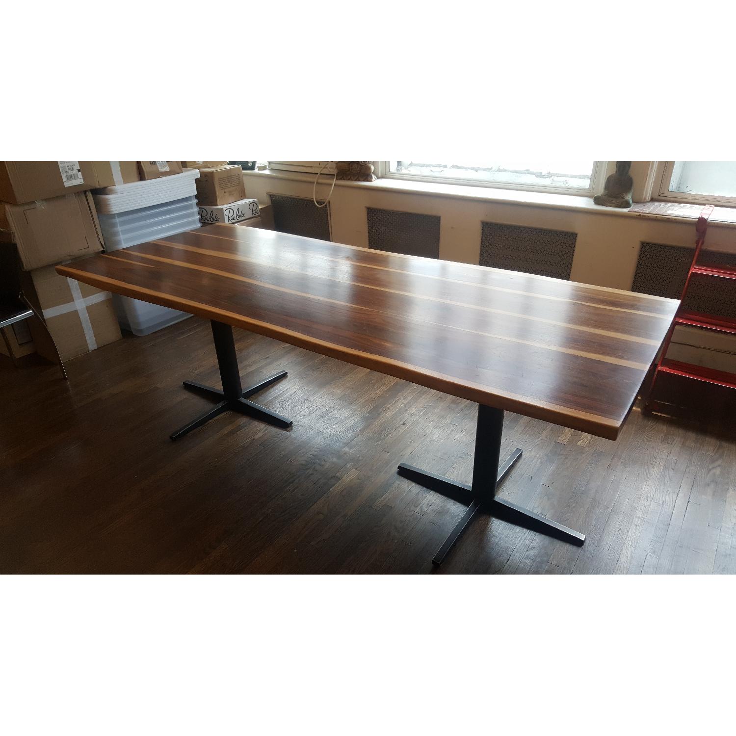 Modern Dining Table w/ Solid Wood Live Edge Top & Metal Legs - image-1