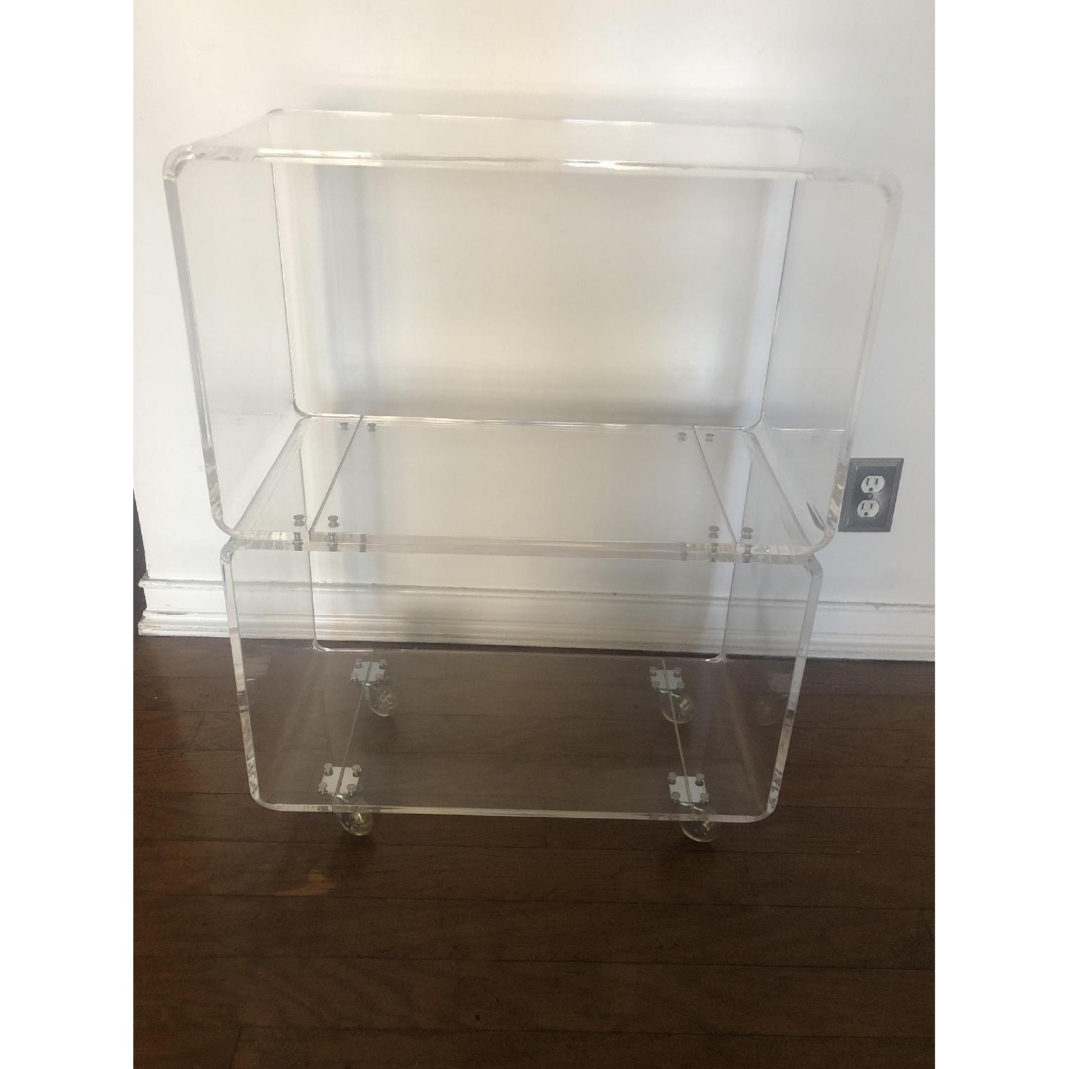 CB2 Peekaboo Acrylic Rolling Two Shelf - image-1