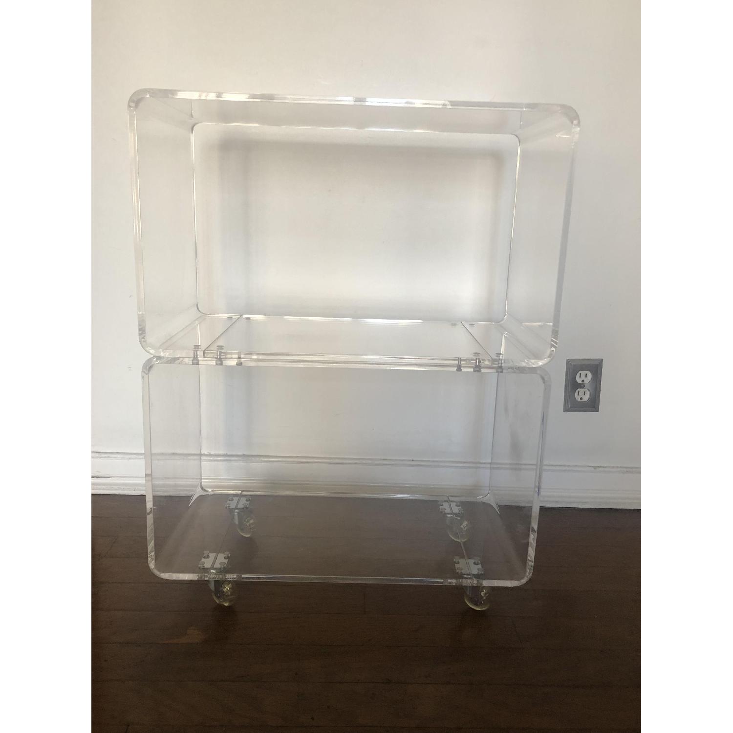 CB2 Peekaboo Acrylic Rolling Two Shelf - image-3