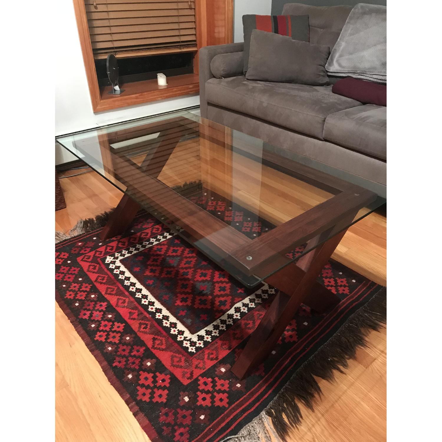 Ashley Cherry Wood Coffee Table w/ Glass Top - image-2