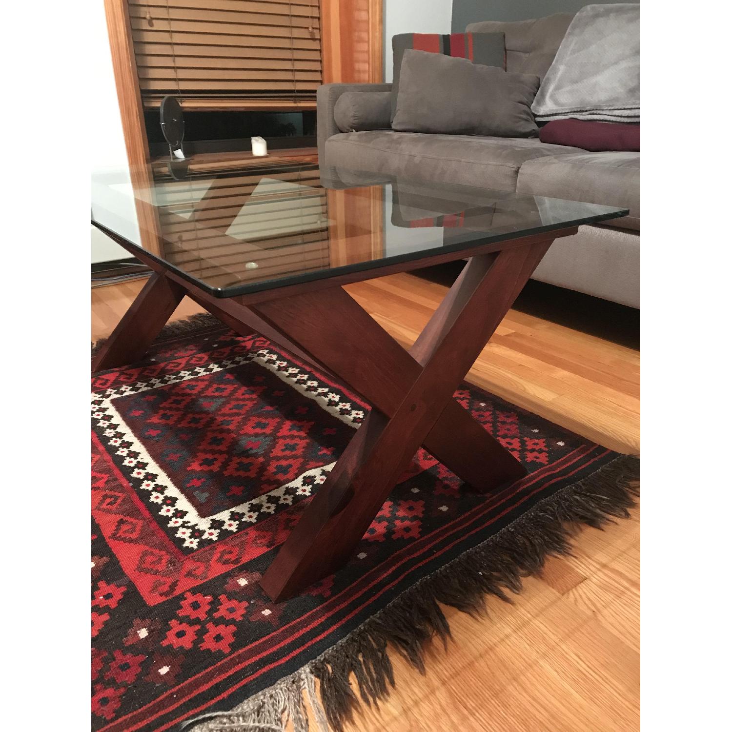 Ashley Cherry Wood Coffee Table w/ Glass Top - image-3