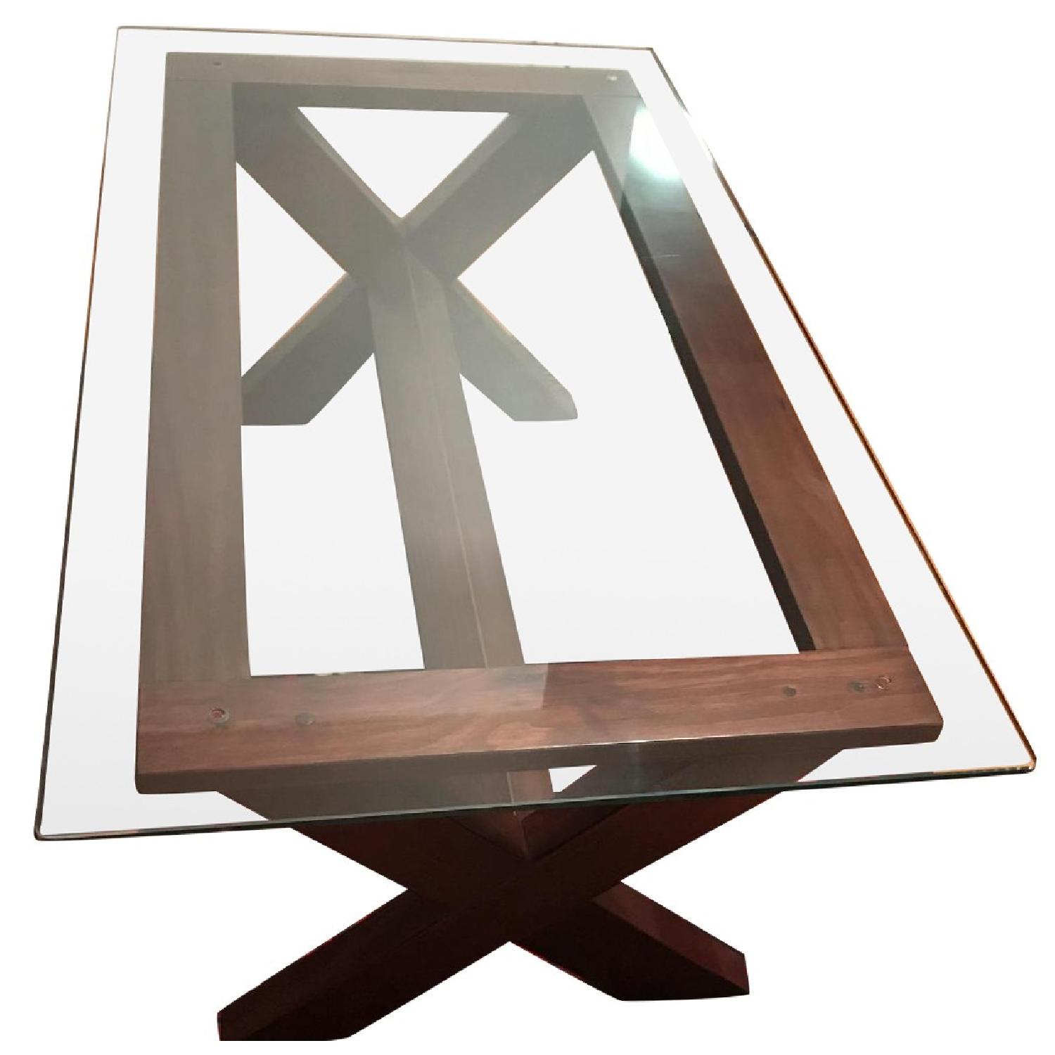 Ashley Cherry Wood Coffee Table w/ Glass Top AptDeco