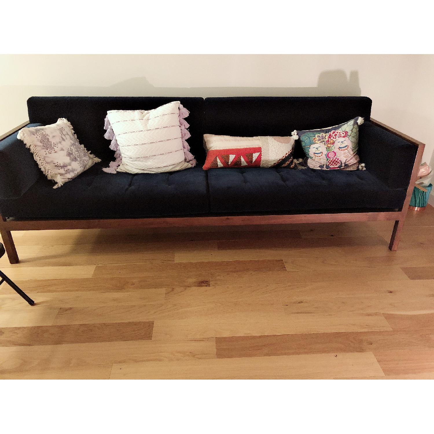 CB2 Midnight Blue Velvet Sofa - image-1